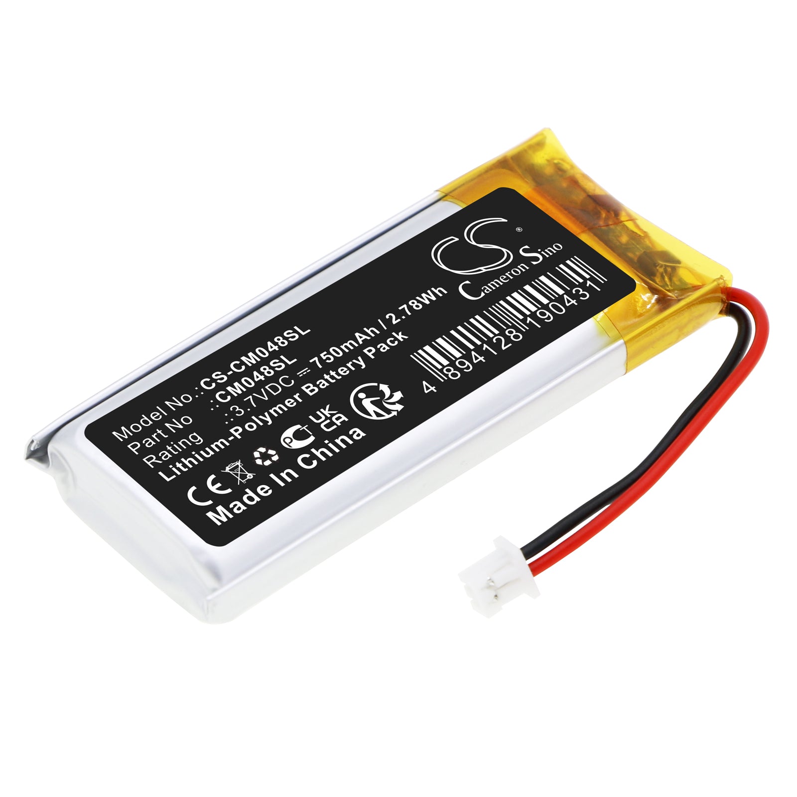 Li-Polymer, Battery Pack Battery fits Cameron Sino Technologies, 3.7V, 750mAh Battery Pack Cameron Sino Technology Limited