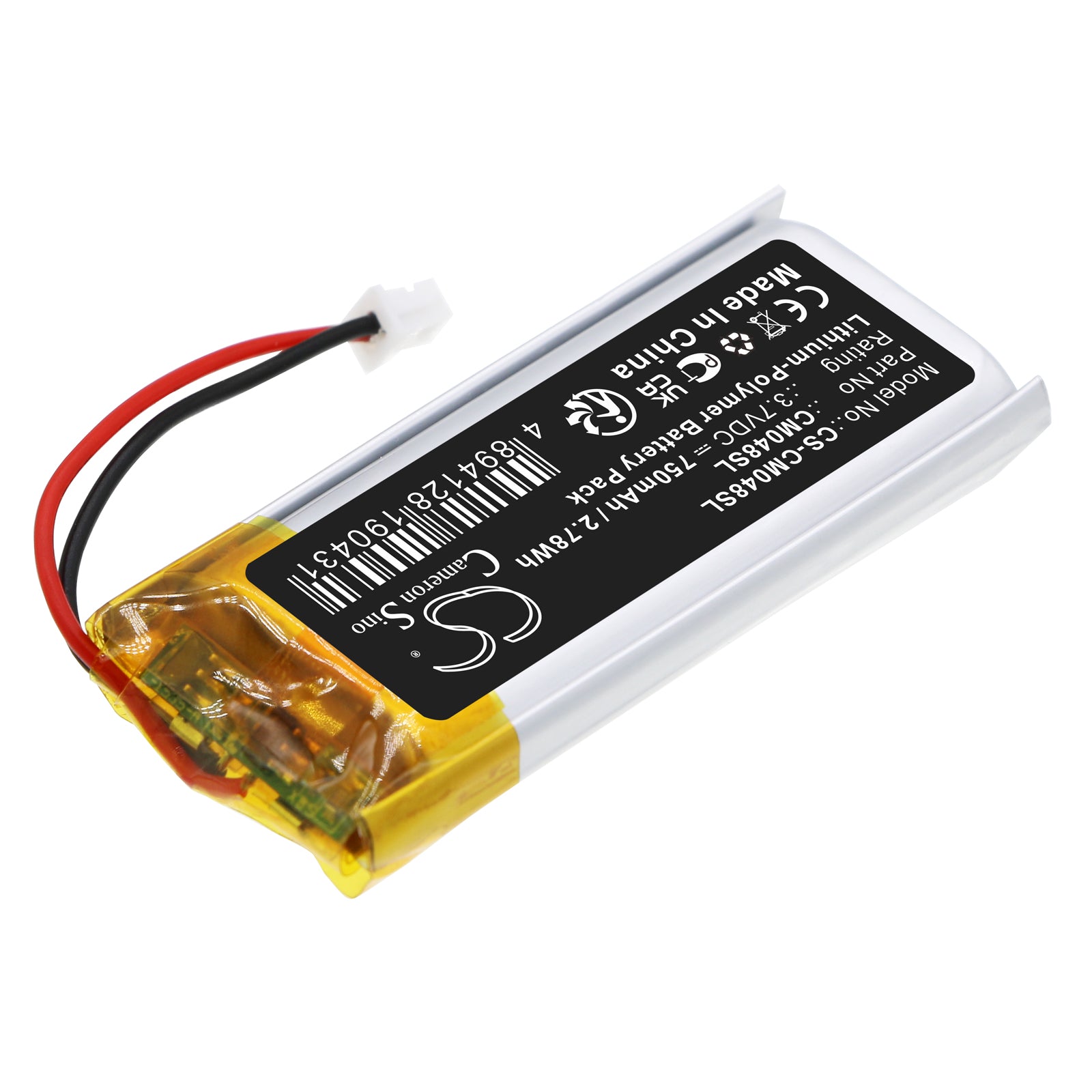 Li-Polymer, Battery Pack Battery fits Cameron Sino Technologies, 3.7V, 750mAh Battery Pack Cameron Sino Technology Limited