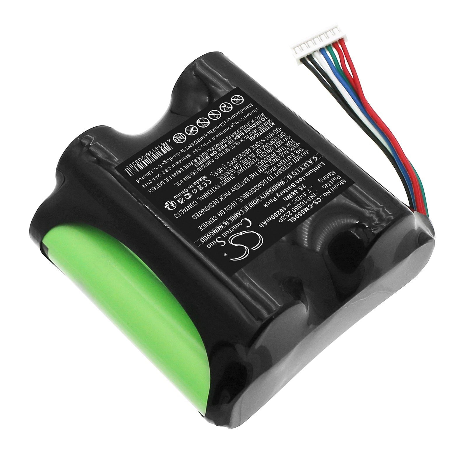 Li-ion, Battery Pack Battery fits Custom Battery Pack, 7.4V, 10200mAh Battery Pack Cameron Sino Technology Limited
