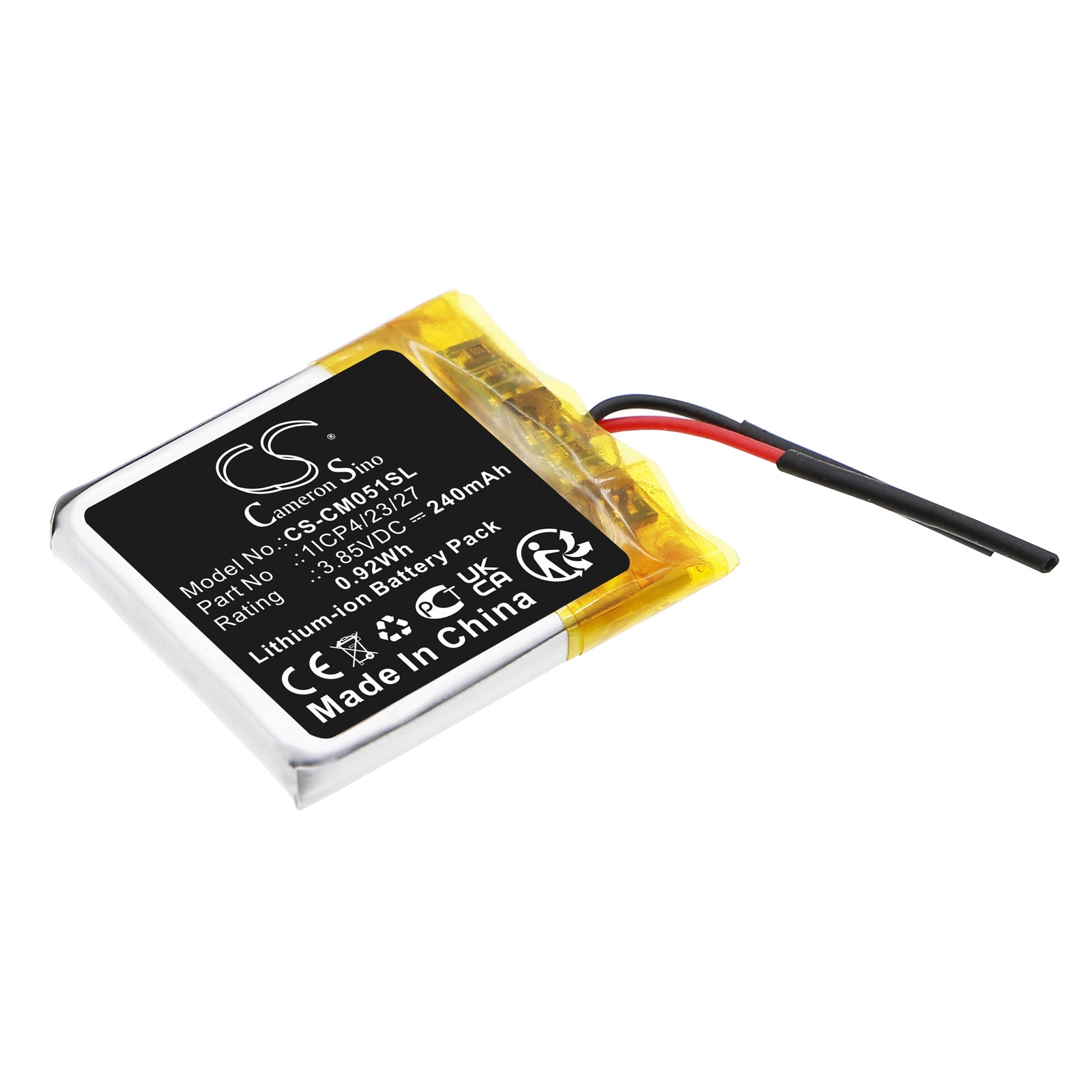 Li-Polymer, Battery Pack Battery fits Custom Battery Pack, 3.85V, 240mAh Battery Pack Cameron Sino Technology Limited