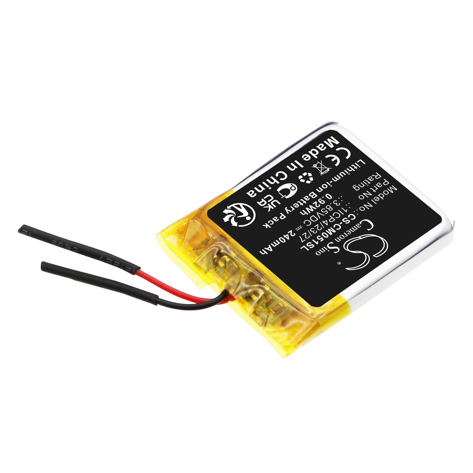 Li-Polymer, Battery Pack Battery fits Custom Battery Pack, 3.85V, 240mAh Battery Pack Cameron Sino Technology Limited