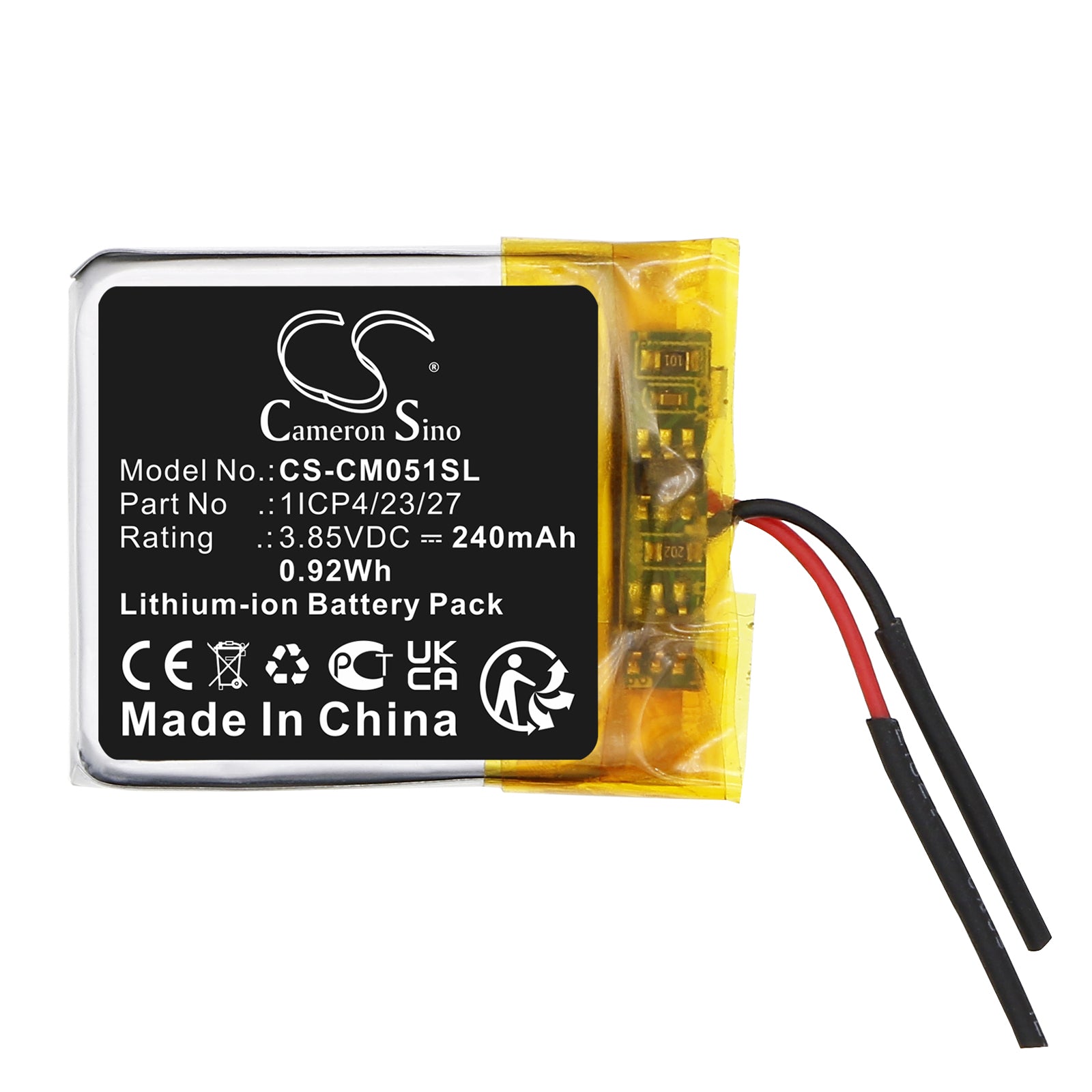 Li-Polymer, Battery Pack Battery fits Custom Battery Pack, 3.85V, 240mAh Battery Pack Cameron Sino Technology Limited