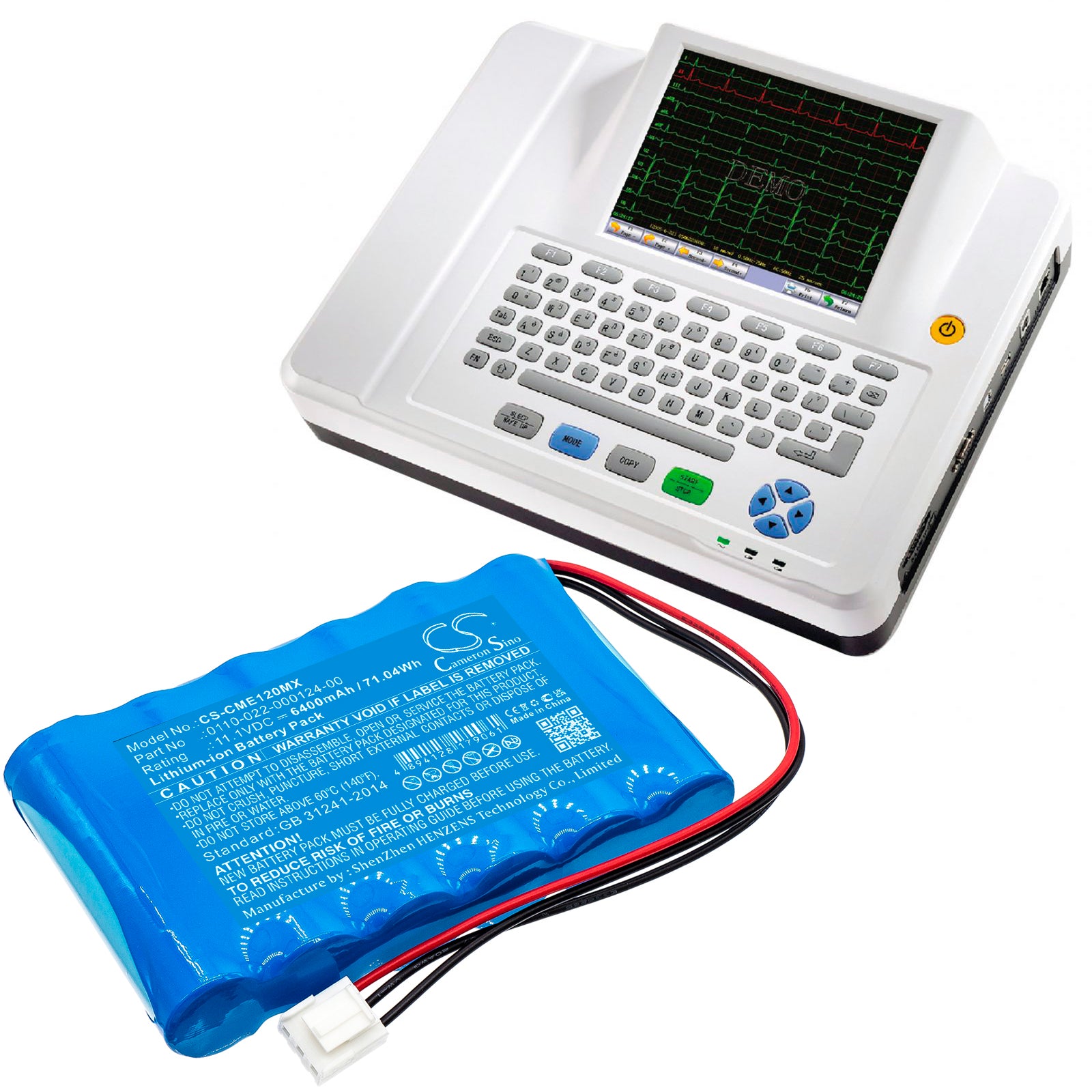 Li-ion, Medical Battery fits Comen Cm-1200a Ecg, 11.1V, 6400mAh Medical Cameron Sino Technology Limited