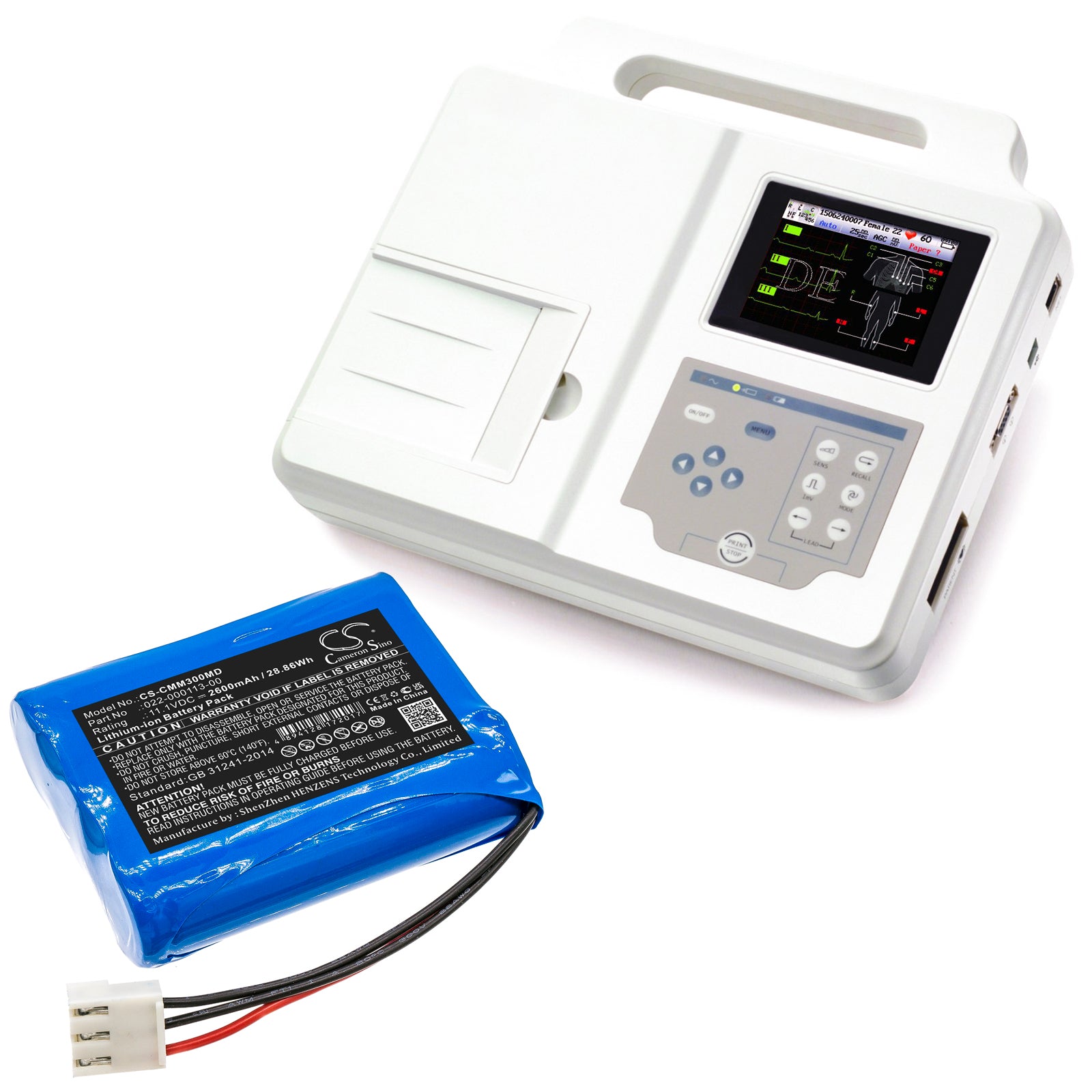 Li-ion, Medical Battery fits Comen Cm300, M200, 11.1V, 2600mAh Medical Cameron Sino Technology Limited