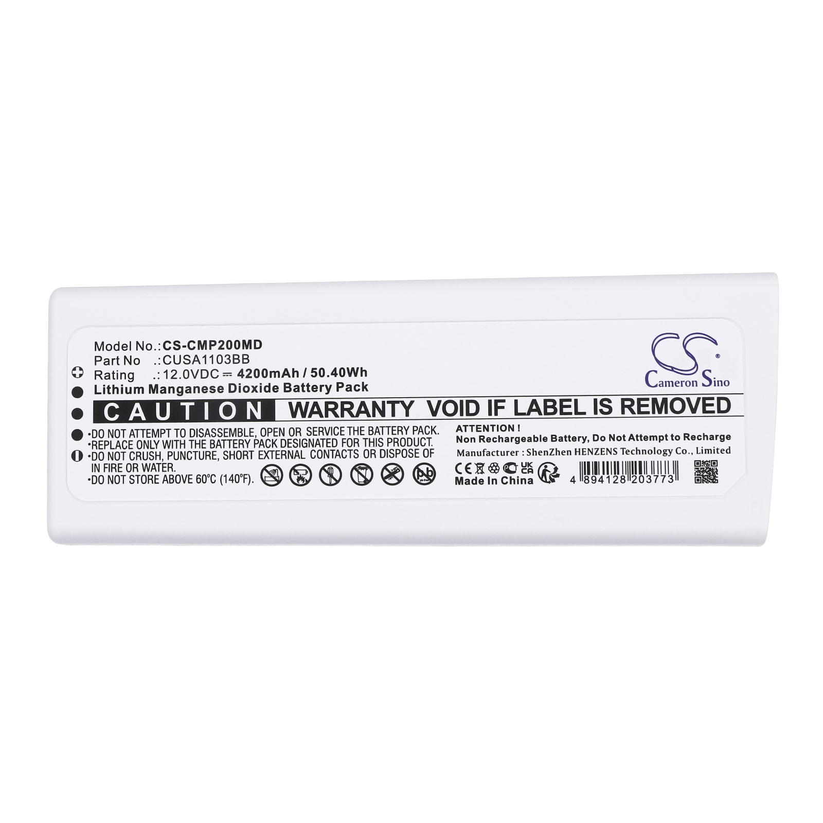 Li-MnO2, Medical Battery fits Cu Medical Cu-sp Serie Long, I-pad Sp1, 12.0V, 4200mAh Medical Cameron Sino Technology Limited
