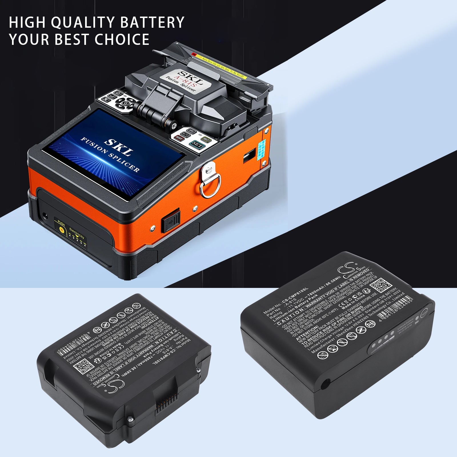 11.1V, Li-ion, 7800mAh, Battery fits Comptyco A-81S Fusion Splicer, FS-60C Fusion Splicer, 86.58Wh Equipment, Survey, Test Cameron Sino Technology Limited
