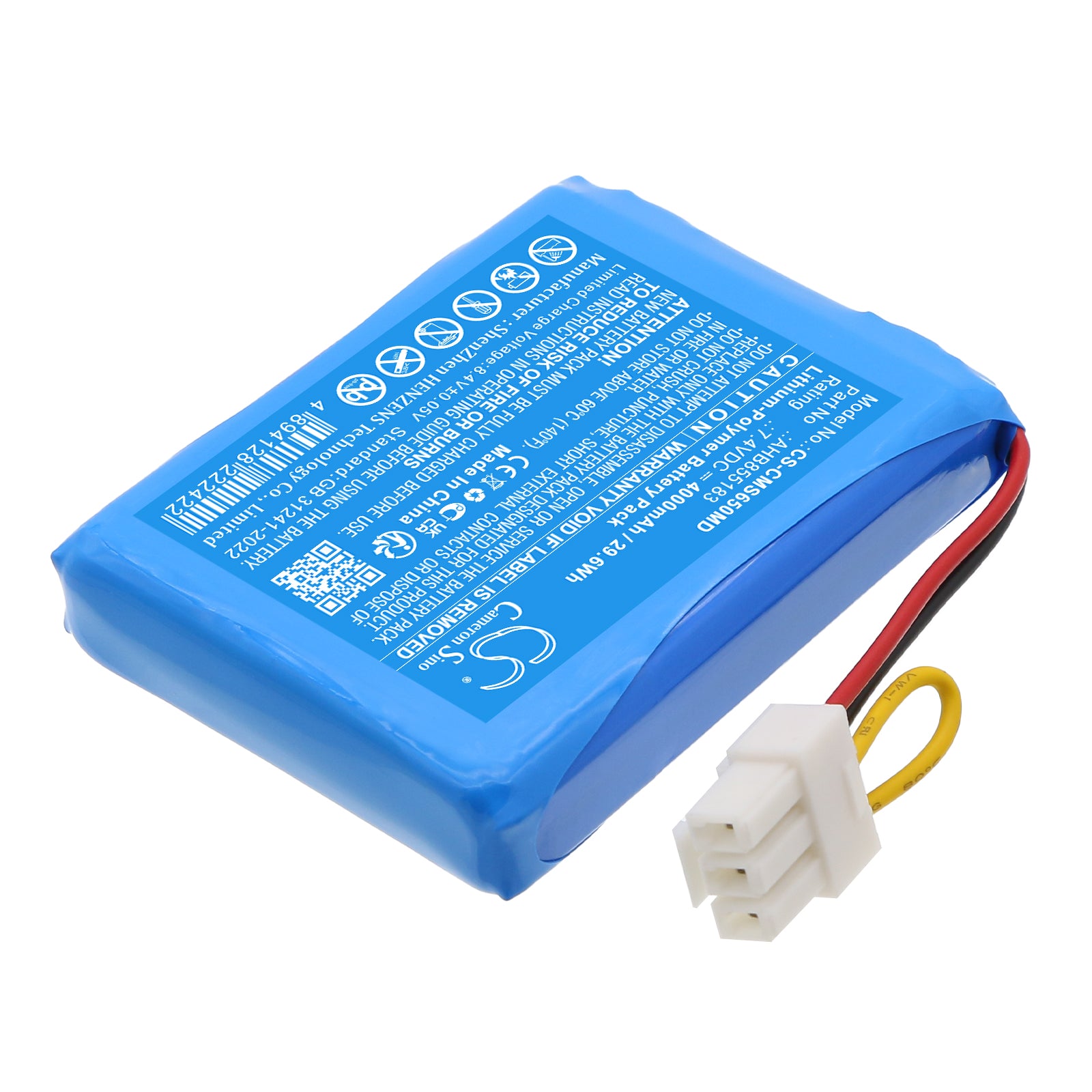 7.4V, Li-Polymer, 4000mAh, Battery fits CONTEC CMS5000, CMS6000, 29.6Wh Medical Cameron Sino Technology Limited