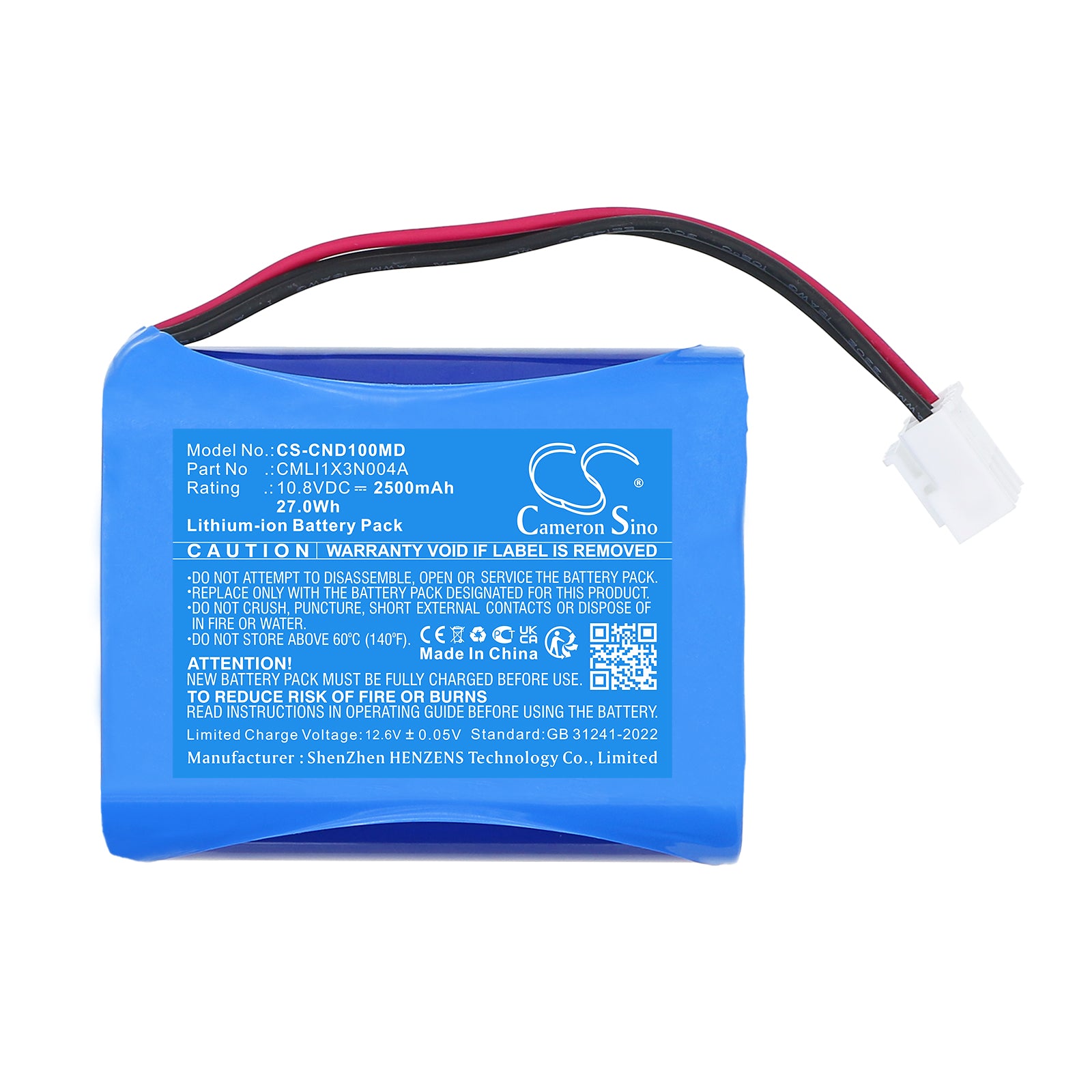 10.8V, Li-ion, 2500mAh, Battery fits COMEN ND10 Monitor, ND10A Monitor, 27Wh Medical Cameron Sino Technology Limited