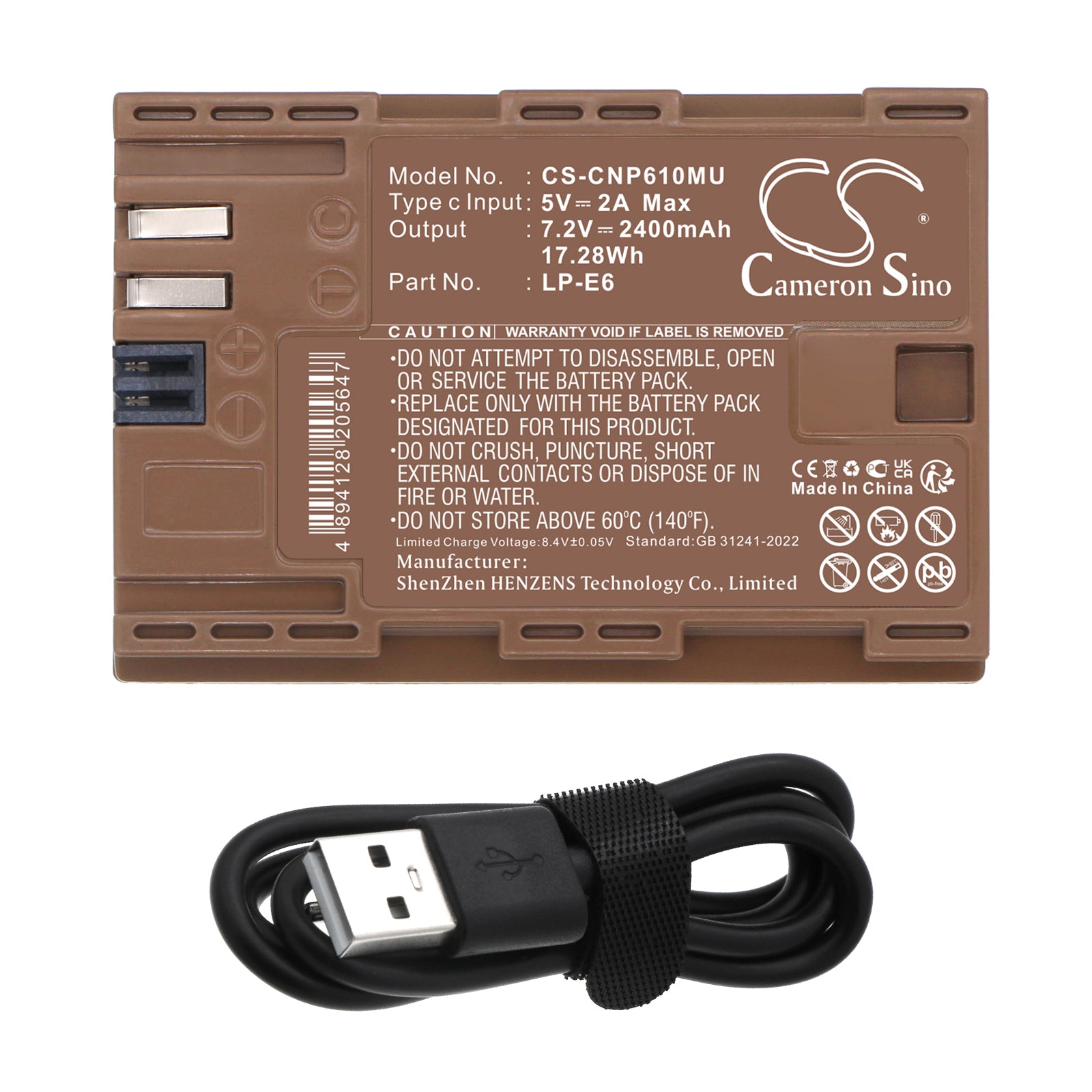 7.2V, Li-ion, 2400mAh, Battery fits Canon EOS 5D Mark II, EOS 5D Mark III, 17.28Wh Camera Cameron Sino Technology Limited