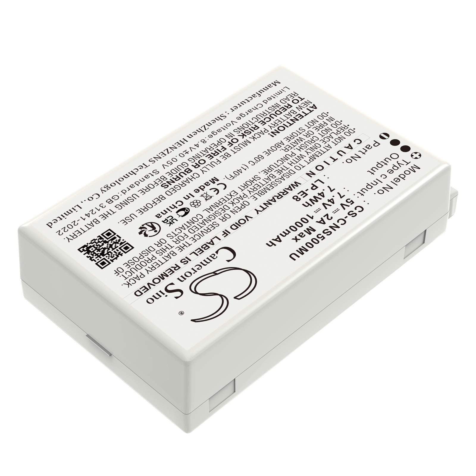 7.4V, Li-ion, 1000mAh, Battery fits Canon EF-S, EOS 550D, 7.4Wh Camera Cameron Sino Technology Limited