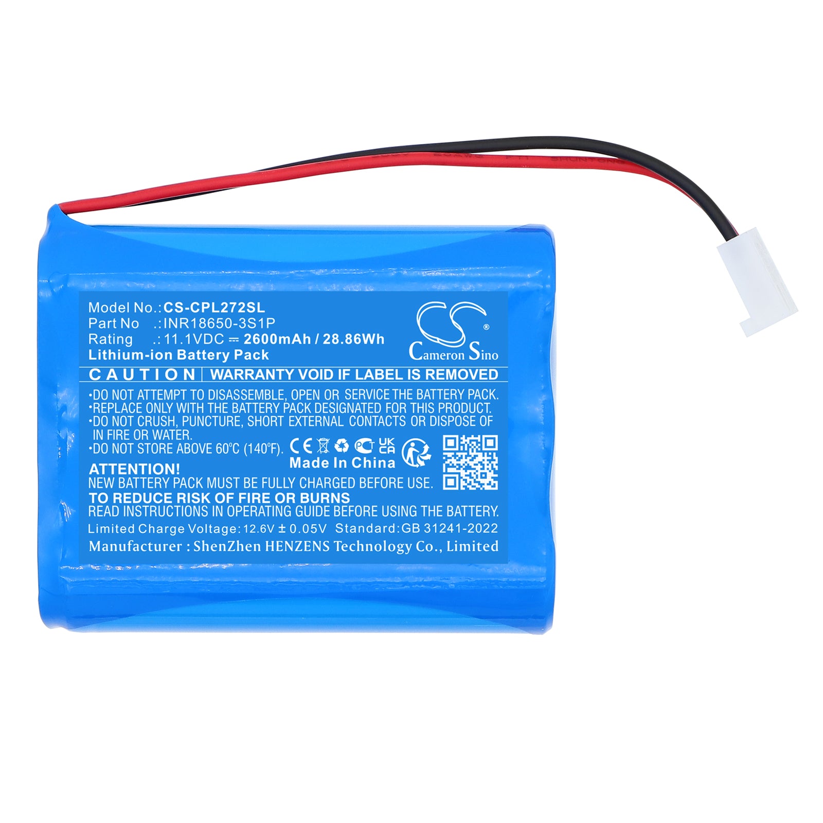 11.1V, Li-ion, 2600mAh, Battery fits Capillus Capillus 272, 28.86Wh Personal Care Cameron Sino Technology Limited