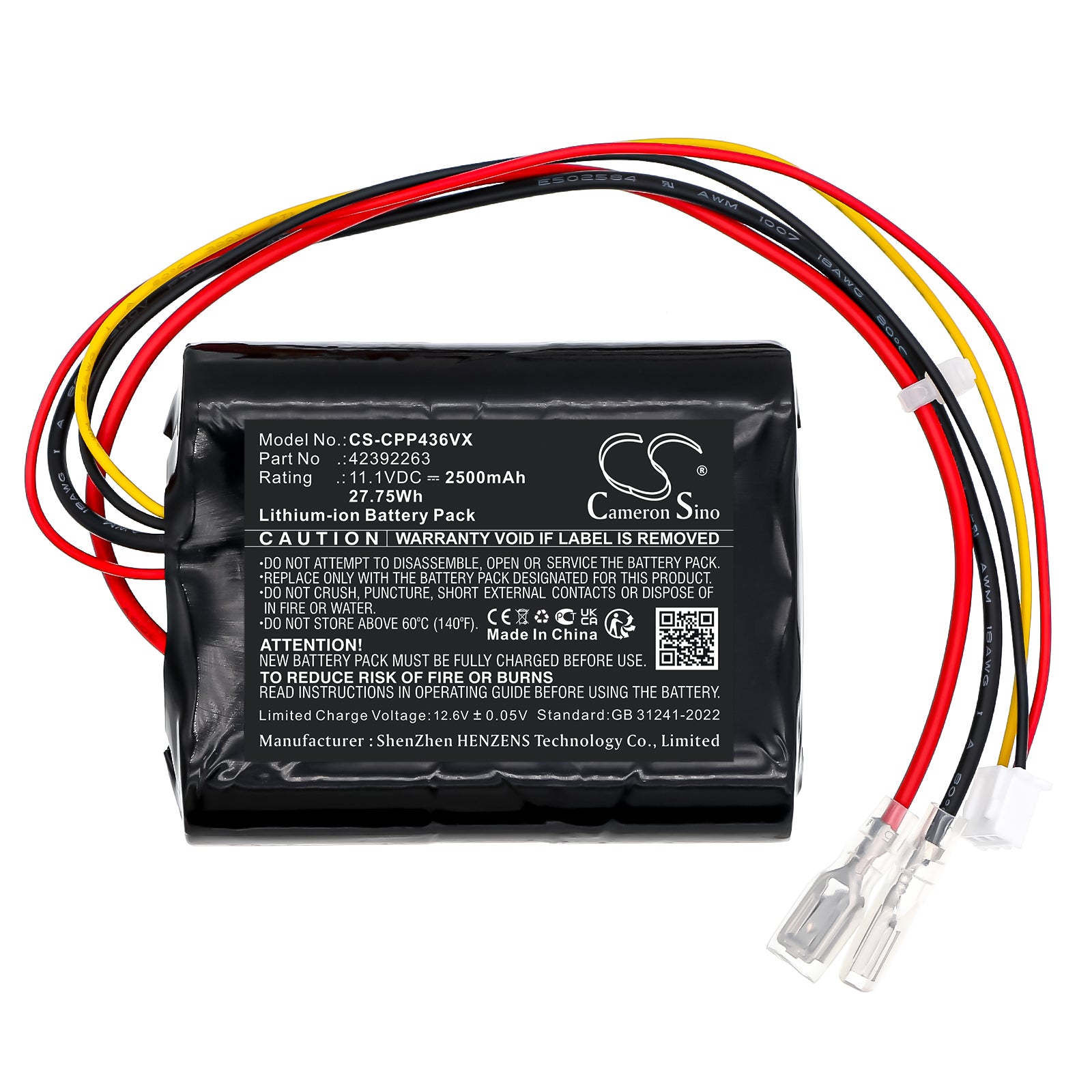 11.1V, Li-ion, 2500mAh, Battery fits Concept VP4360, 27.75Wh Vacuum Cameron Sino Technology Limited