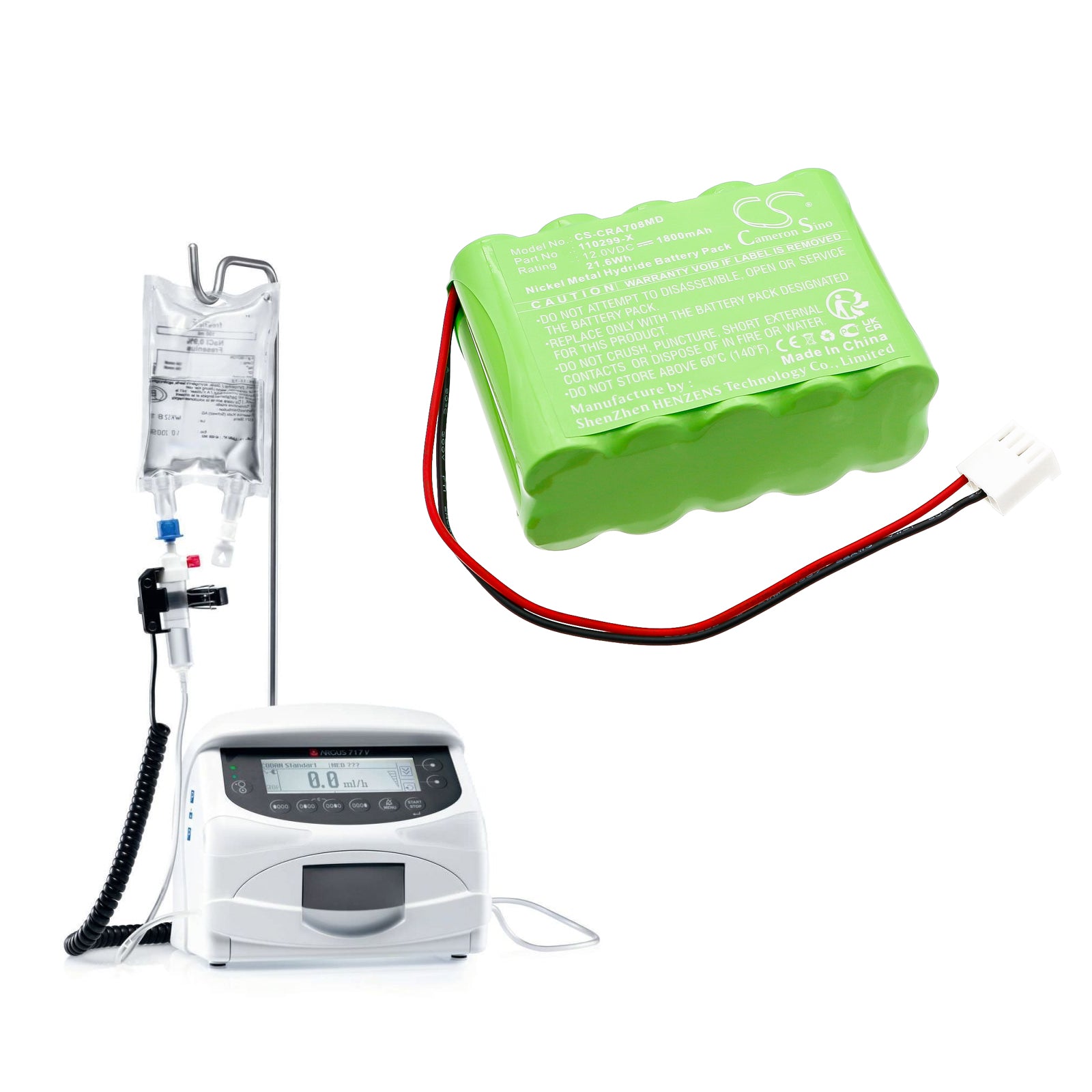 12V, Ni-MH, 1800mAh, Battery fits Codan A707V, A708V, 21.6Wh Medical Cameron Sino Technology Limited