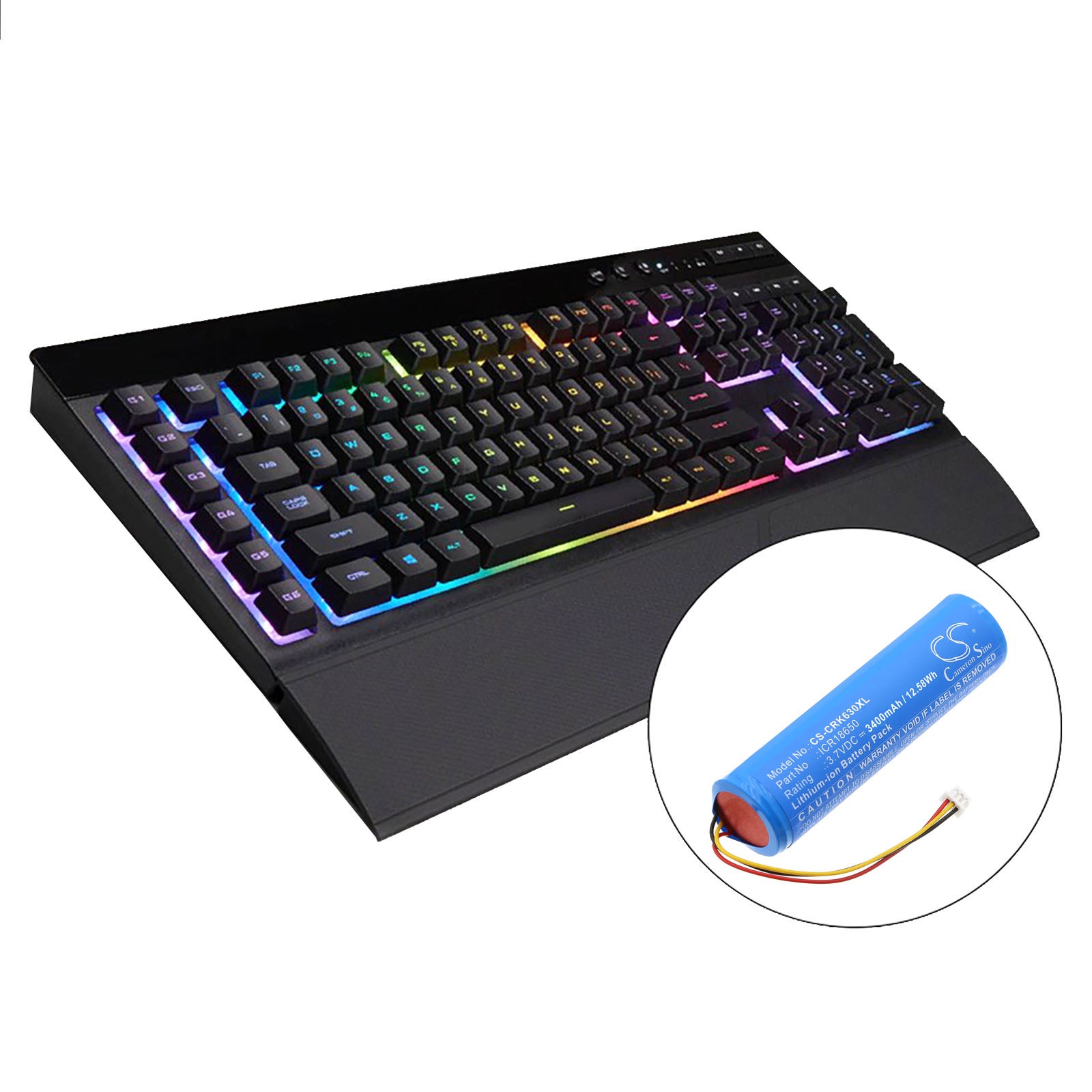 3.7V, Li-ion, 3400mAh, Battery fits Corsair K63, K63 Wireless Mechanical Gaming Keyboard, 12.58Wh Keyboard,Mouse Cameron Sino Technology Limited