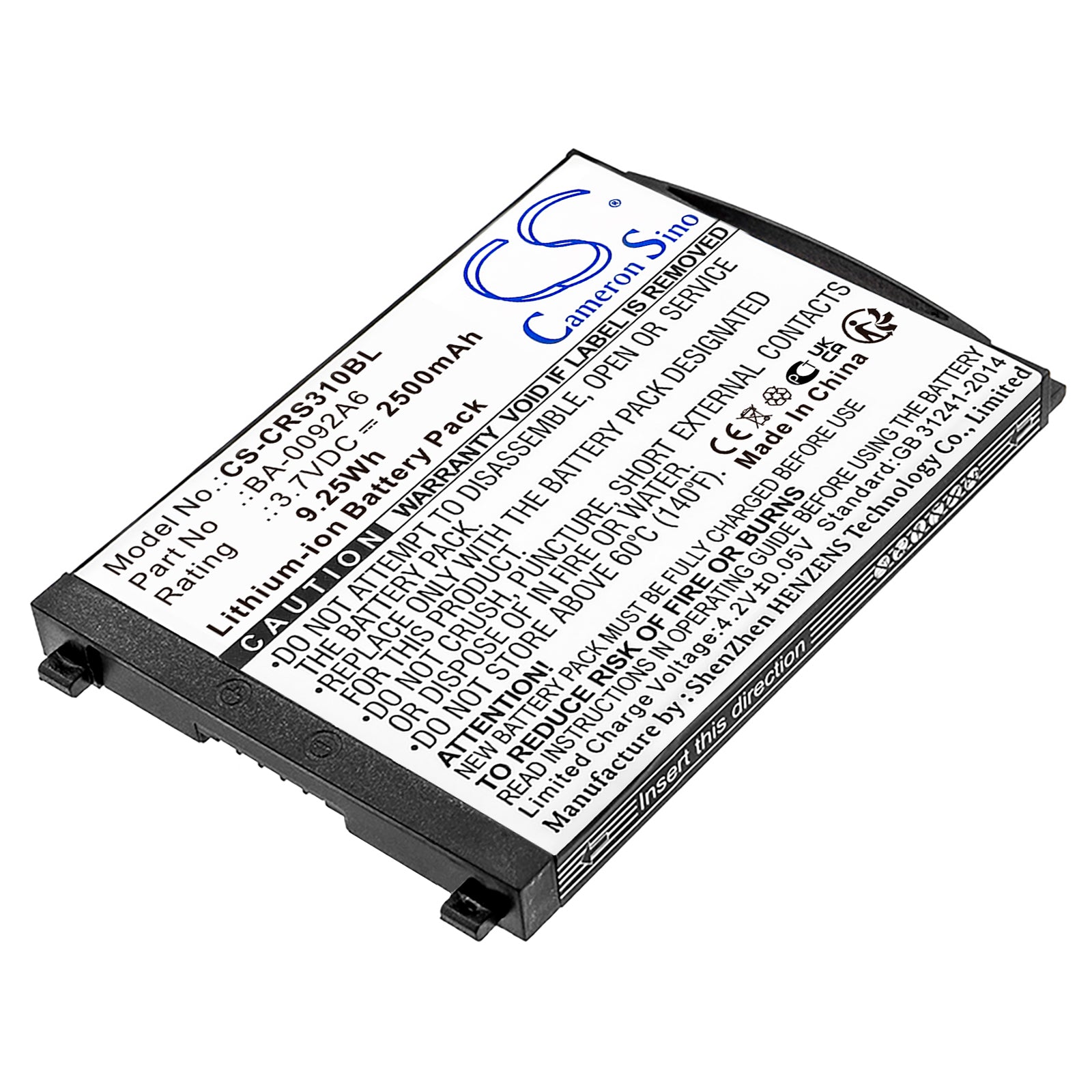 Li-ion, Barcode Scanner Battery fits Cipherlab Rs31, 3.7V, 2500mAh Barcode Scanner Cameron Sino Technology Limited