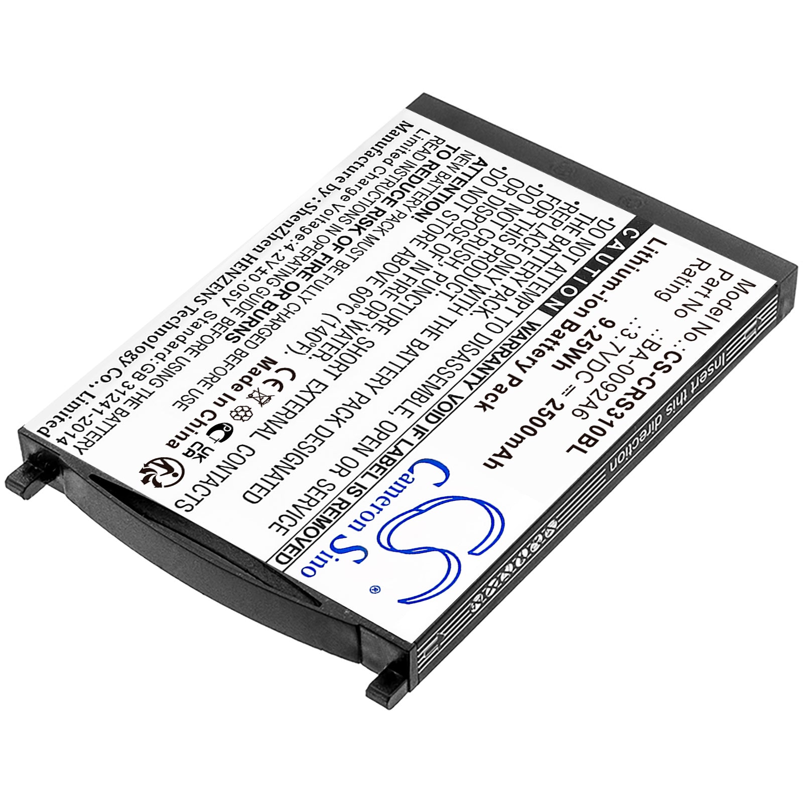 Li-ion, Barcode Scanner Battery fits Cipherlab Rs31, 3.7V, 2500mAh Barcode Scanner Cameron Sino Technology Limited