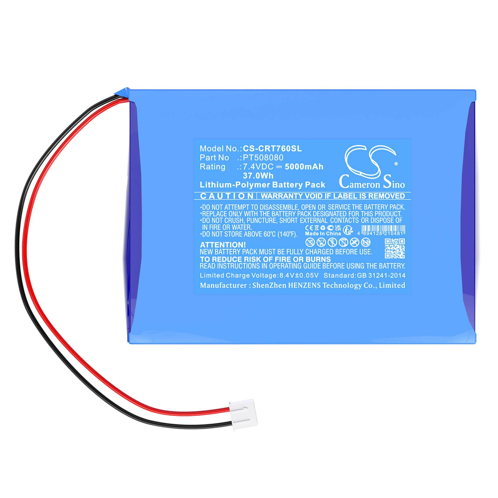 Li-Polymer, Alarm System Battery fits Creator St-7600, St-7600c Wireless Touch Screen, 7.4V, 5000mAh Alarm System Cameron Sino Technology Limited