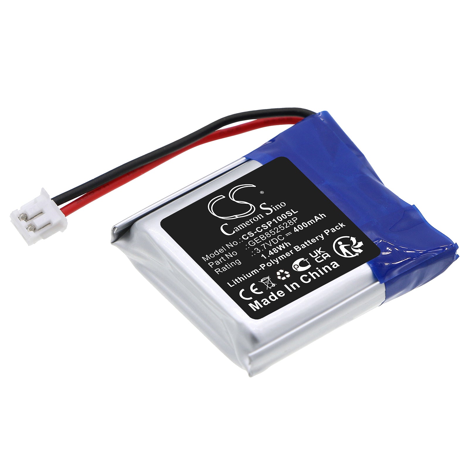 Li-Polymer, Wireless Headset Battery fits Conversor Pro Receiver, Pro Transmitter, 3.7V, 400mAh Wireless Headset Cameron Sino Technology Limited