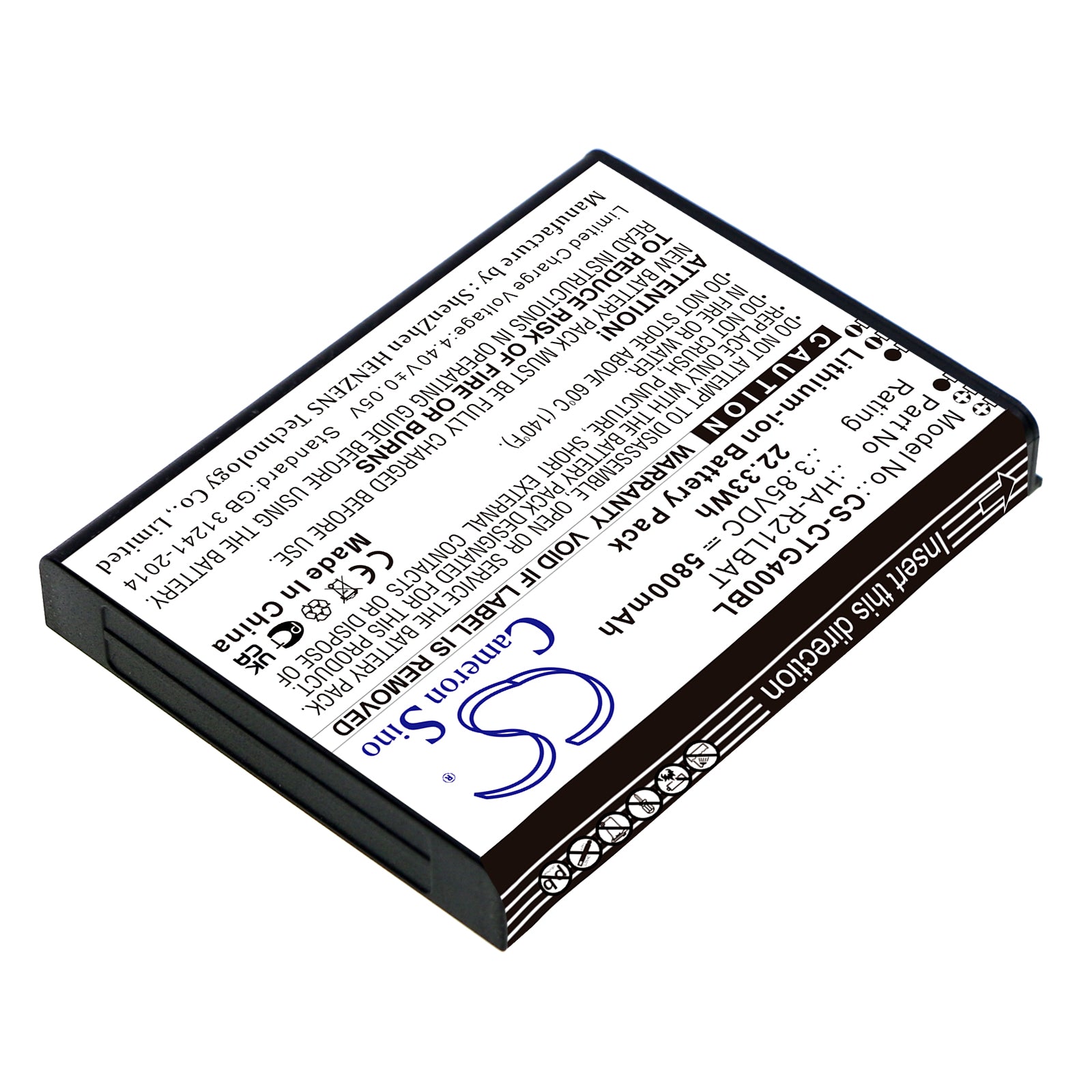 Li-ion, Barcode Scanner Battery fits Casio It-g400, 3.85V, 5800mAh Barcode Scanner Cameron Sino Technology Limited