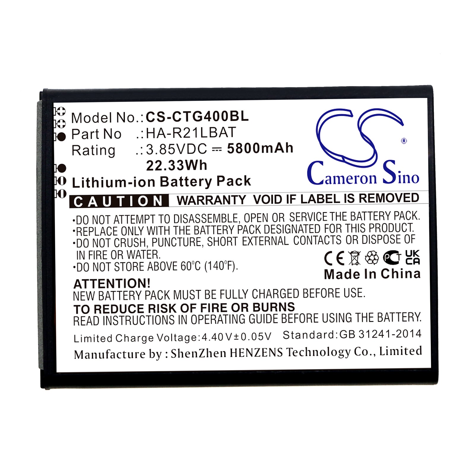Li-ion, Barcode Scanner Battery fits Casio It-g400, 3.85V, 5800mAh Barcode Scanner Cameron Sino Technology Limited