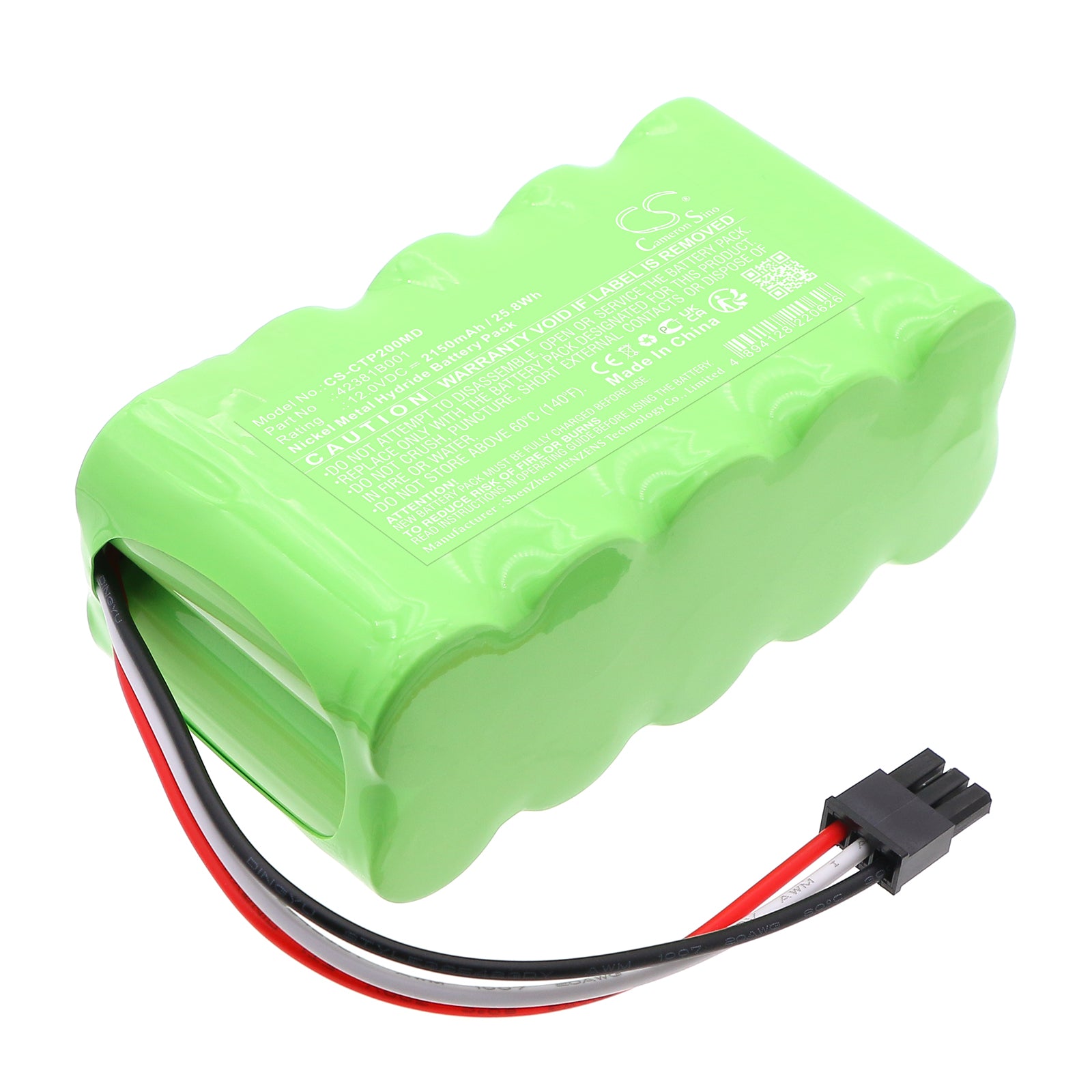 12V, Ni-MH, 2150mAh, Battery fits Criticare 8500Q Anesthetic Gas Monitor, CO2 monitor, 25.8Wh Medical Cameron Sino Technology Limited
