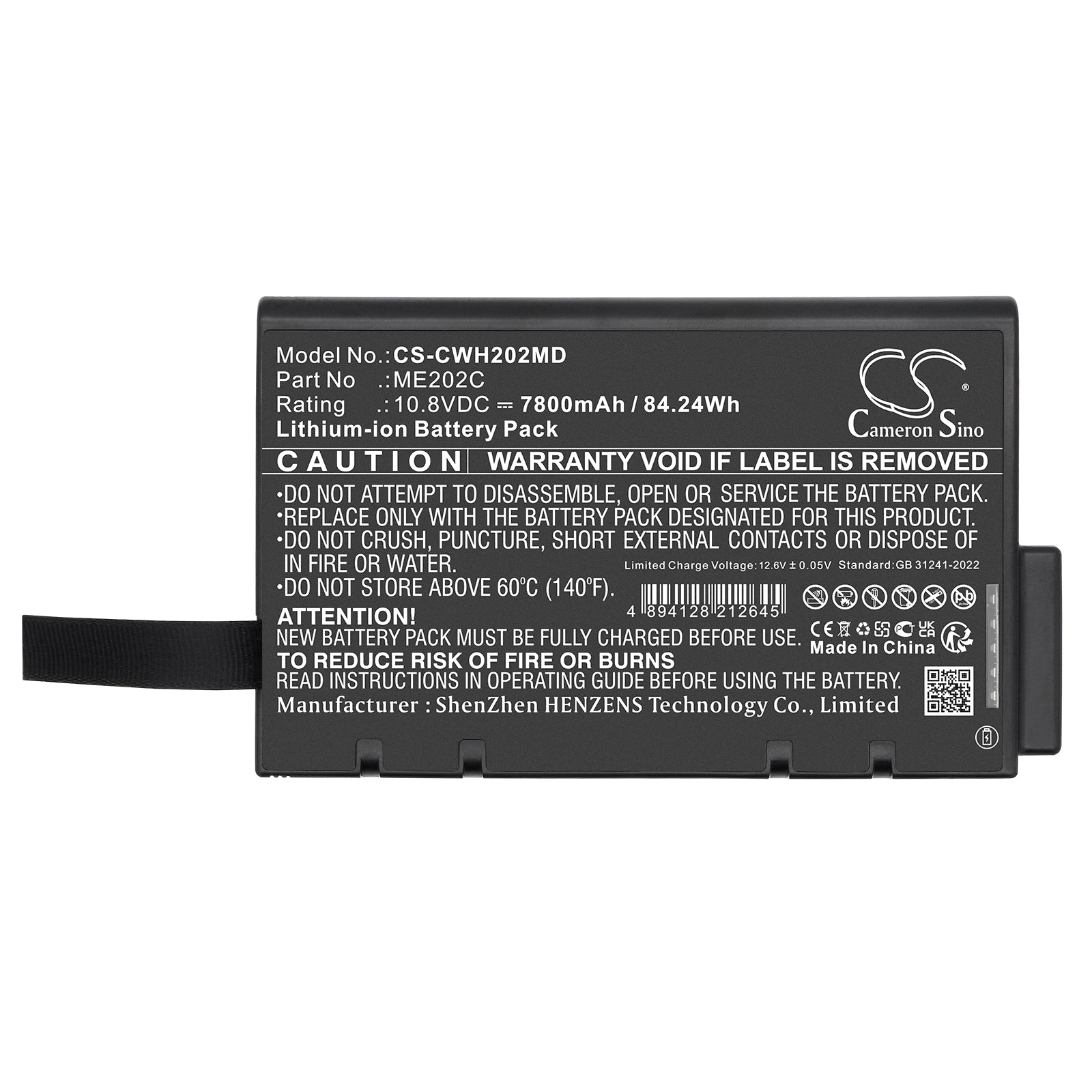 10.8V, Li-ion, 7800mAh, Battery fits ChenWei CWH-2020, 84.24Wh Medical Cameron Sino Technology Limited