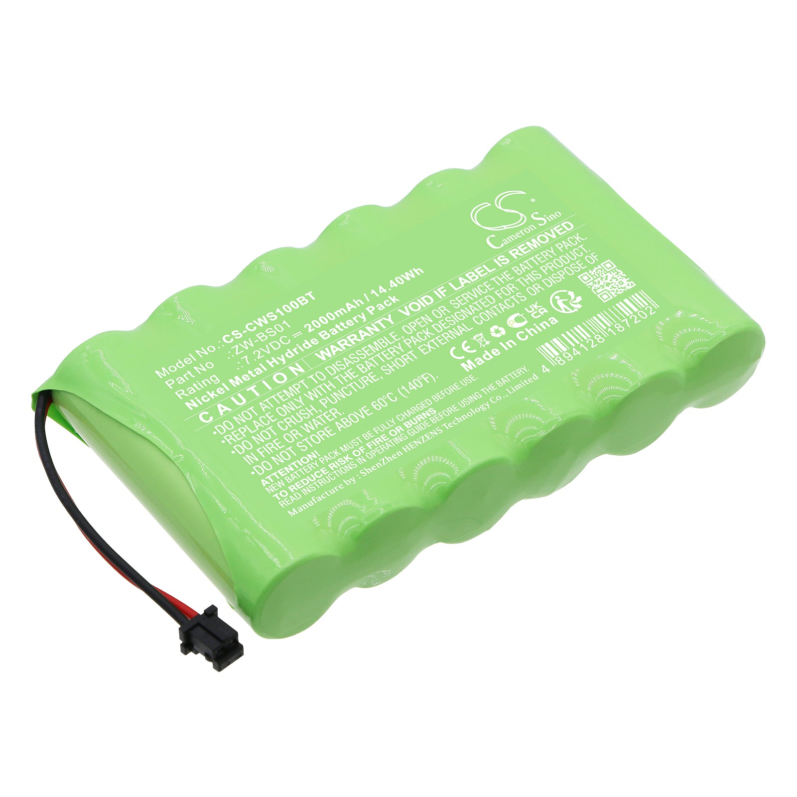 Ni-MH, Alarm System Battery fits Caddx Zerowire Control Panel, Zw-6404-nl, 7.2V, 2000mAh Alarm System Cameron Sino Technology Limited