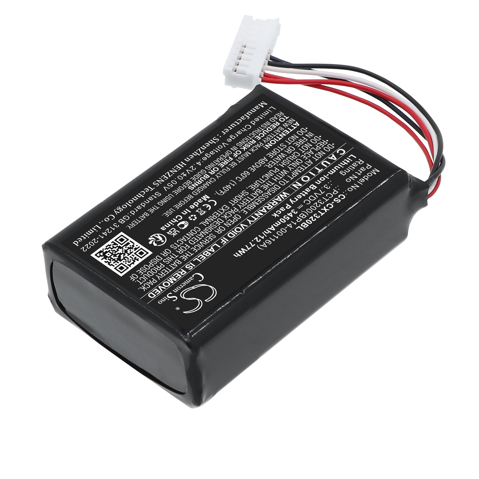 3.7V, Li-ion, 3450mAh, Battery fits C-One PCT3200 Rugged, 12.77Wh Barcode Scanner Cameron Sino Technology Limited