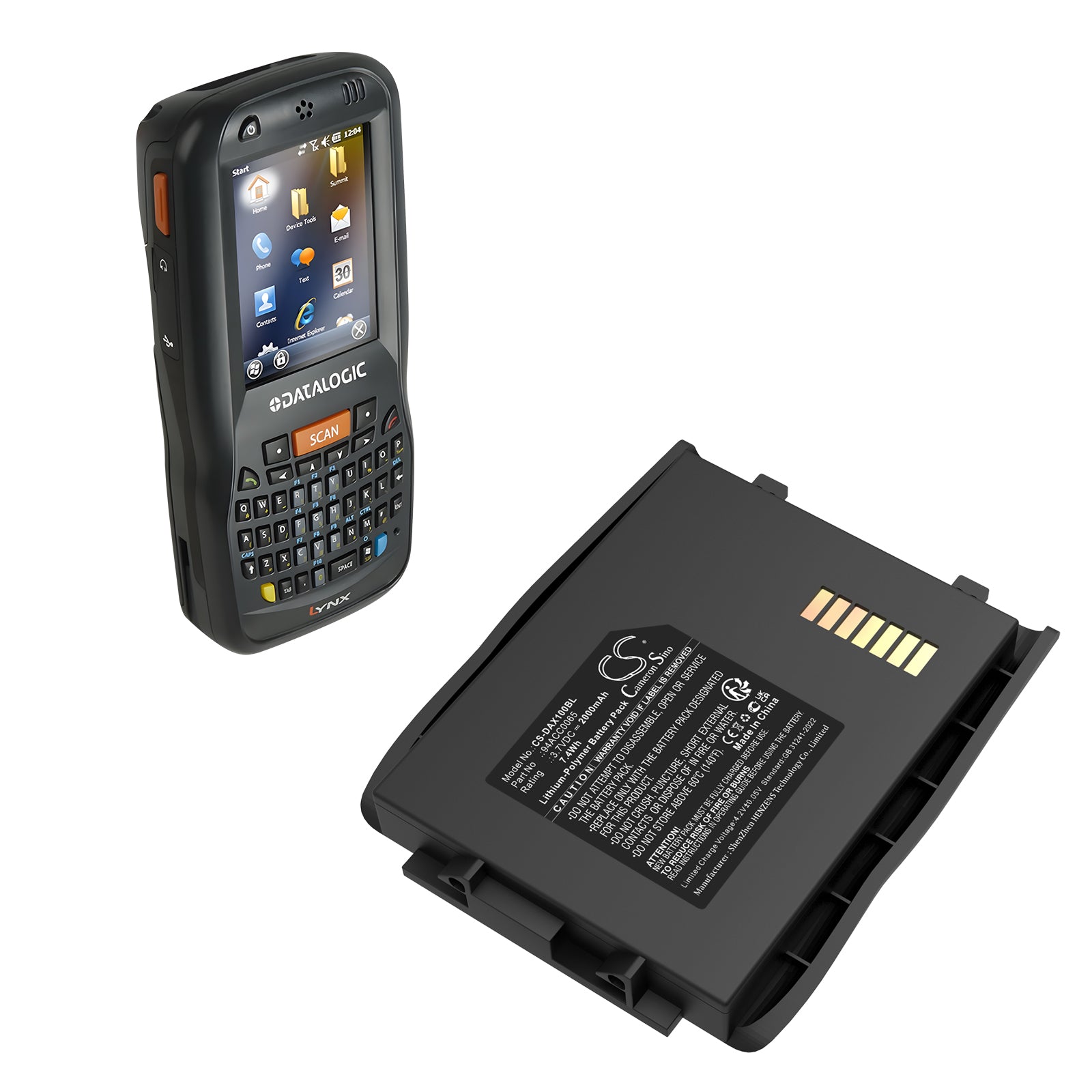 3.7V, Li-Polymer, 2000mAh, Battery fits Datalogic LYNX, 7.4Wh Barcode Scanner Cameron Sino Technology Limited