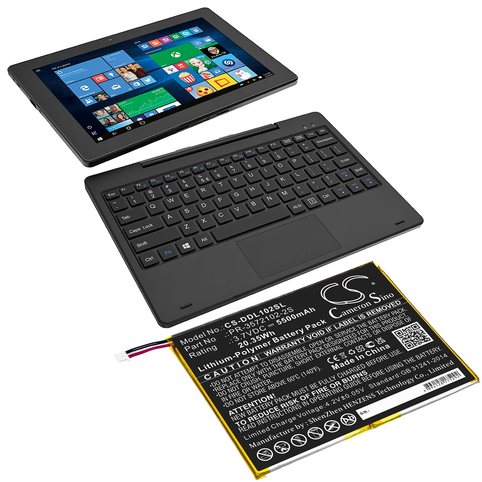 Li-Polymer, Tablet Battery fits Digiland Dl1028w, 3.7V, 5500mAh Tablet Cameron Sino Technology Limited