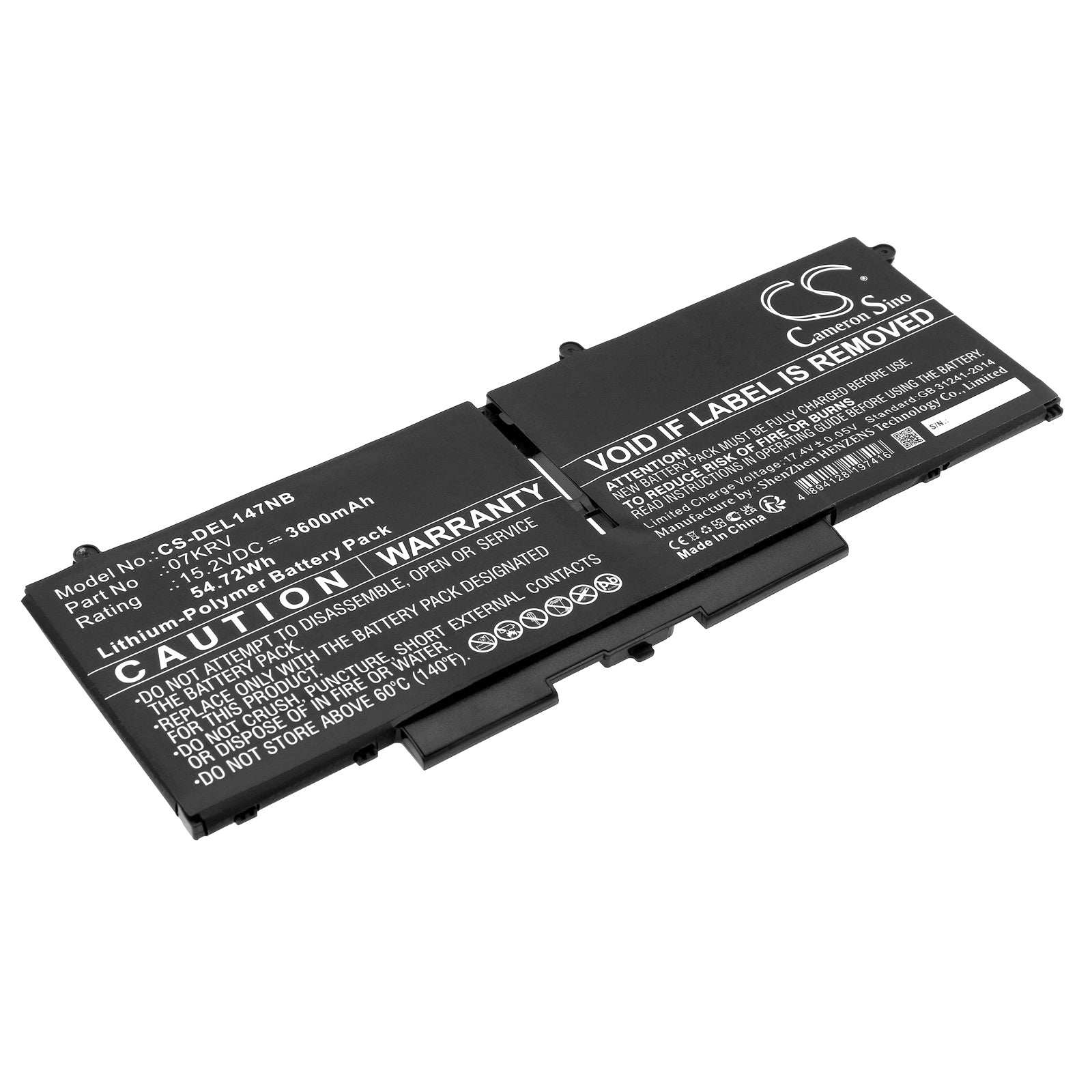 Li-Polymer, Notebook, Laptop Battery fits Dell Latitude 14 7430 3w64p, Latitude 14 7430 4fvjg, 15.2V, 3600mAh Notebook, Laptop Cameron Sino Technology Limited