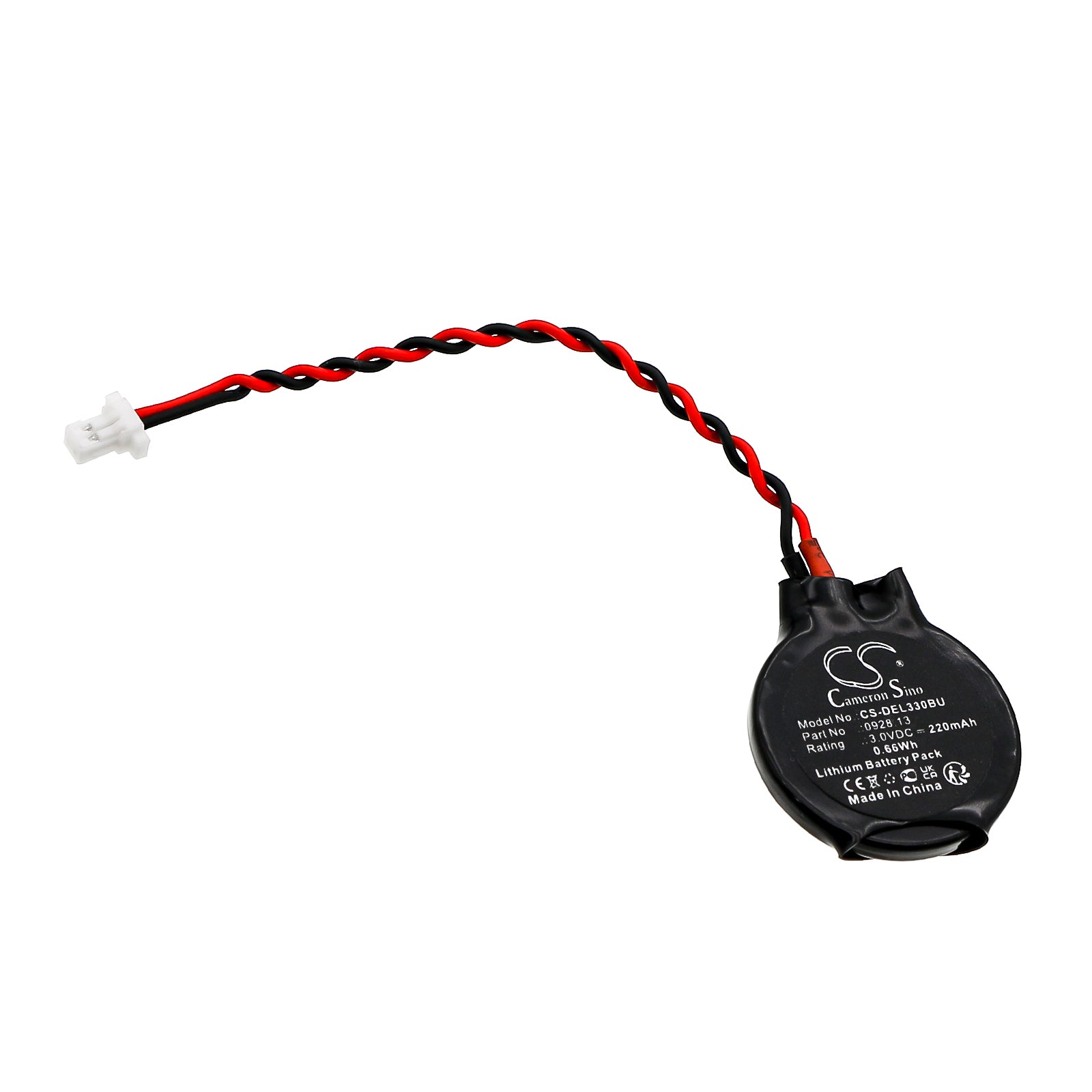 3V, Lithium, 220mAh, Battery fits Dell Latitude 3330, Latitude E4310, 0.66Wh CMOS / BackUp Cameron Sino Technology Limited