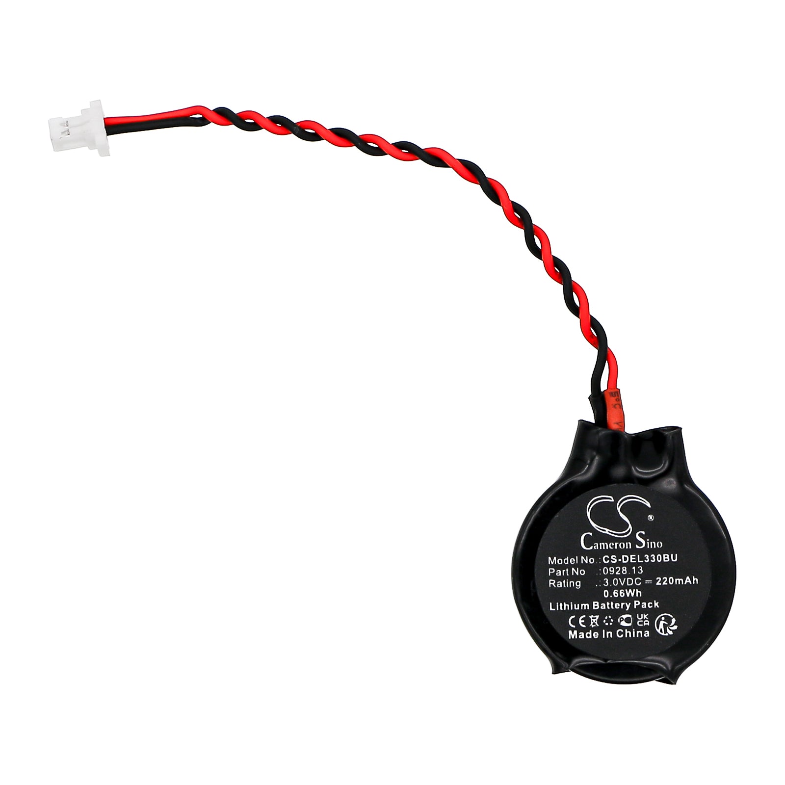 3V, Lithium, 220mAh, Battery fits Dell Latitude 3330, Latitude E4310, 0.66Wh CMOS / BackUp Cameron Sino Technology Limited