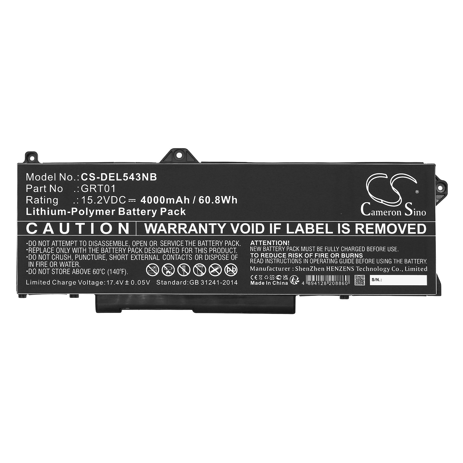 Li-Polymer, Notebook, Laptop Battery fits Dell Alienware M17 R5 Amd, Latitude 14 5431, 15.2V, 4000mAh Notebook, Laptop Cameron Sino Technology Limited