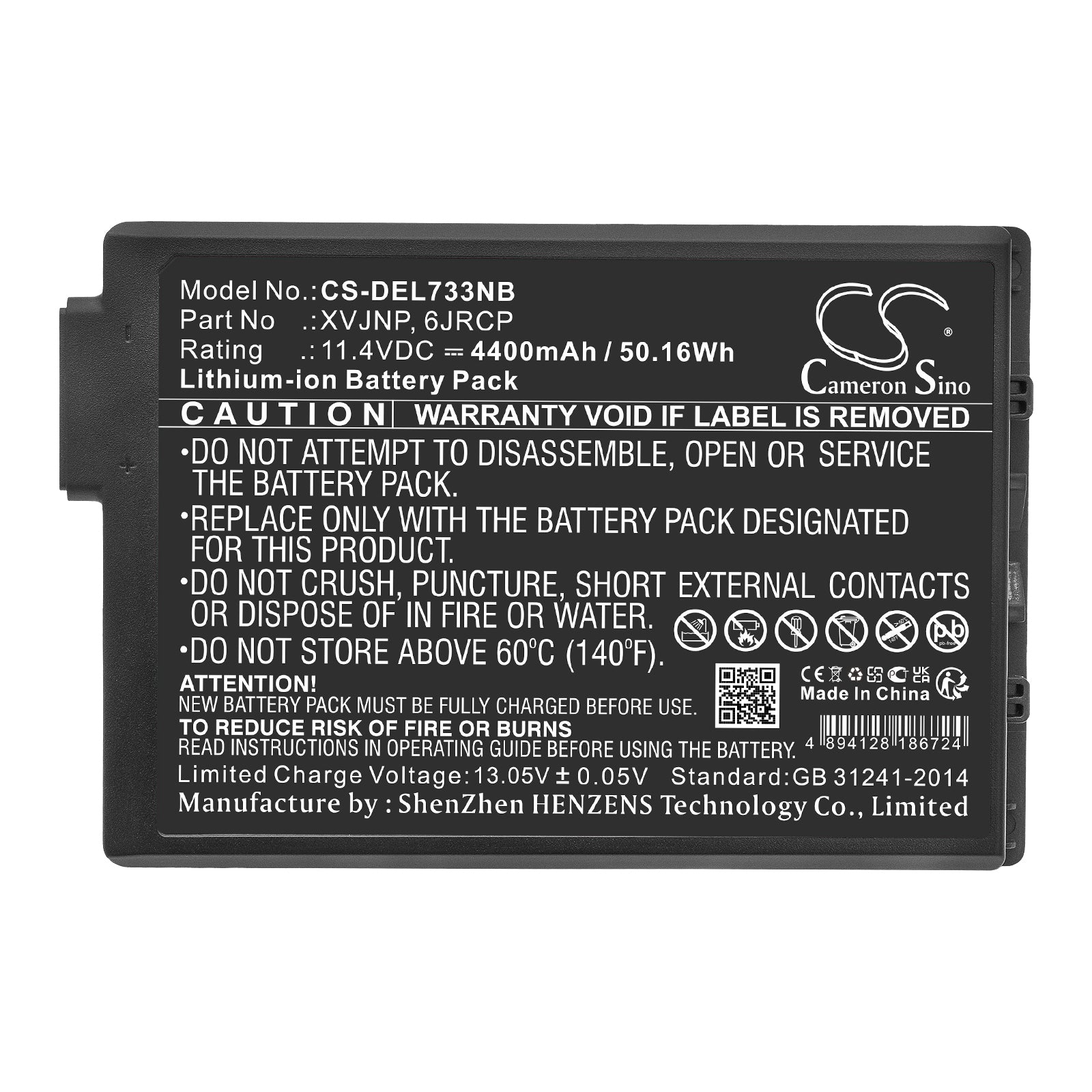 Li-ion, Notebook, Laptop Battery fits Dell Latitude 5430 Rugged, Latitude 7330 Rugged, 11.4V, 4400mAh Notebook, Laptop Cameron Sino Technology Limited