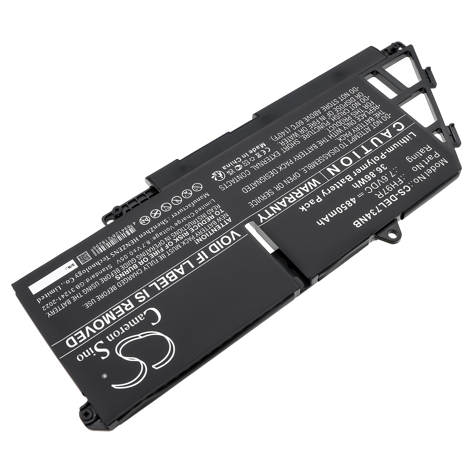 7.6V, Li-Polymer, 4850mAh, Battery fits Dell Latitude 7340, Latitude 7340 2-in-1, 36.86Wh Notebook, Laptop Cameron Sino Technology Limited
