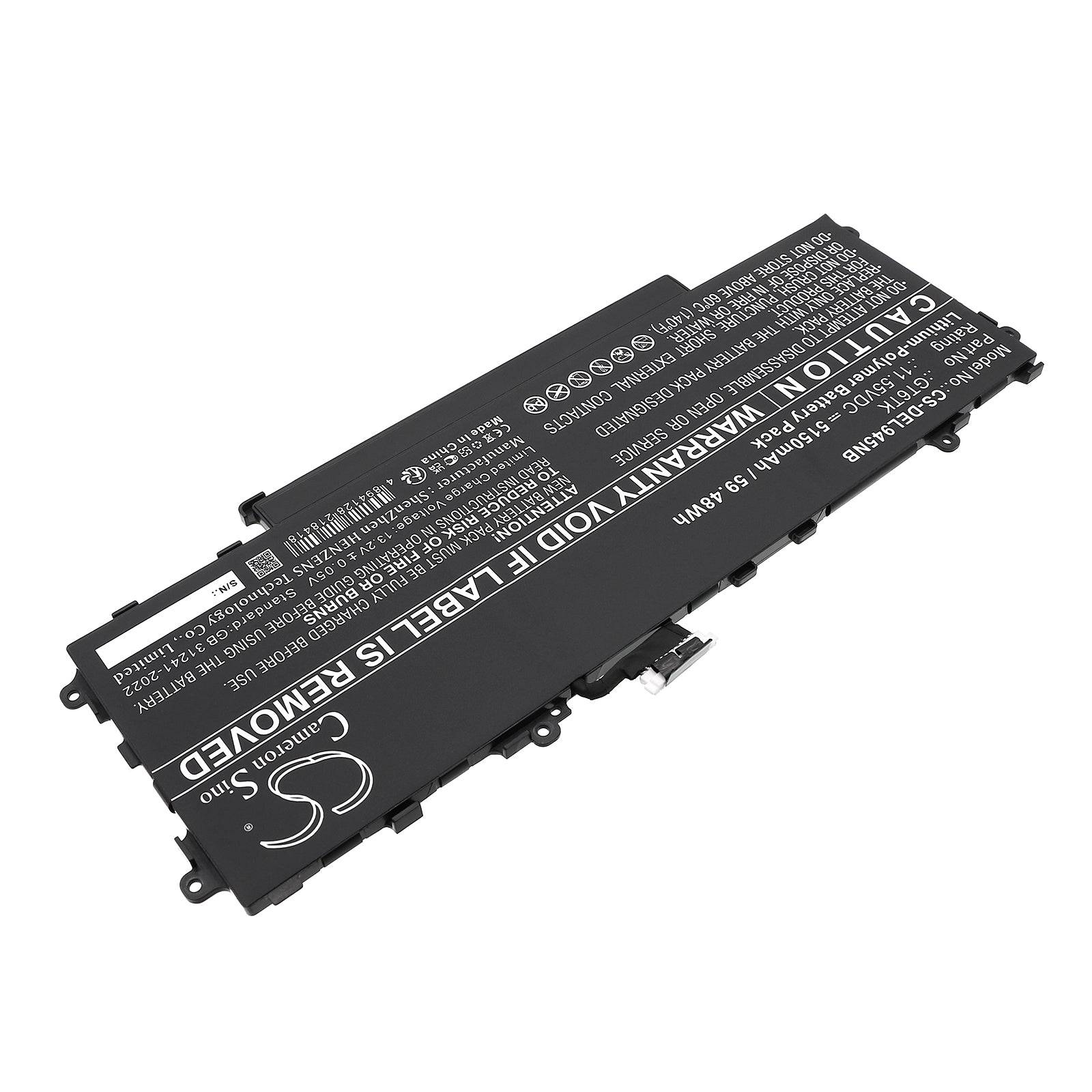 11.55V, Li-Polymer, 5150mAh, Battery fits Dell Latitude 9440 2-in-1, Latitude 9450 2-in-1, 59.48Wh Notebook, Laptop Cameron Sino Technology Limited