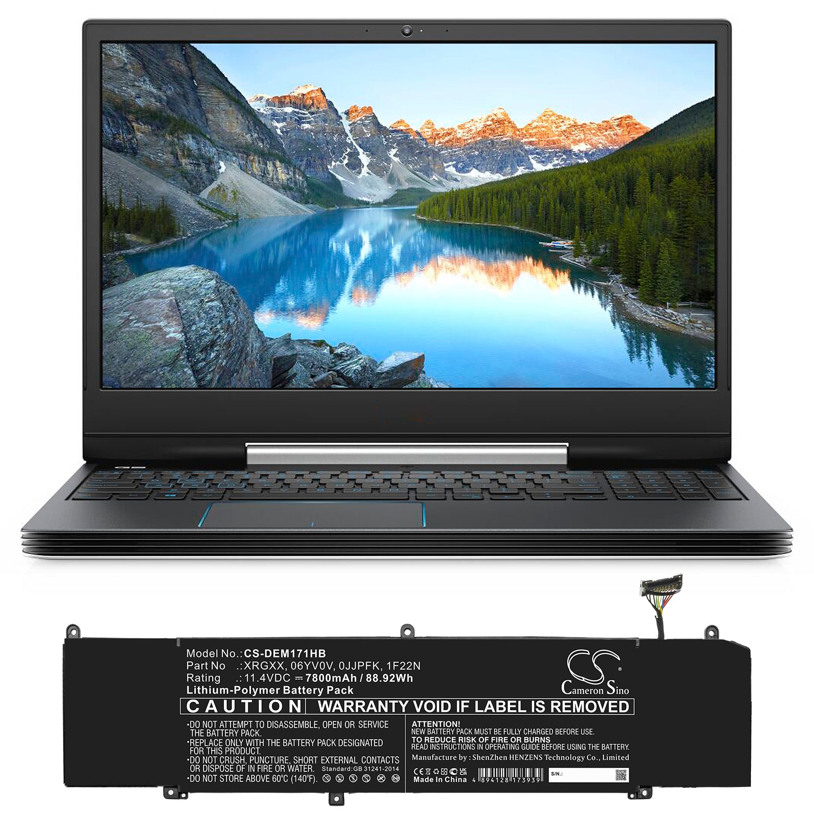 Li-Polymer, Notebook, Laptop Battery fits Dell Alienware 2018 Orion M15, Alienware Alw15m-d1735r, 11.4V, 7800mAh Notebook, Laptop Cameron Sino Technology Limited