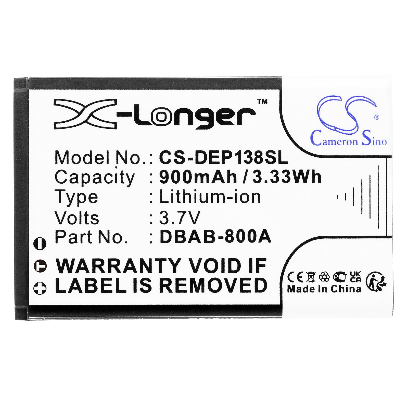 Li-ion, Mobile, SmartPhone Battery fits Doro 1378, 1380, 3.7V, 900mAh Mobile, SmartPhone Cameron Sino Technology Limited