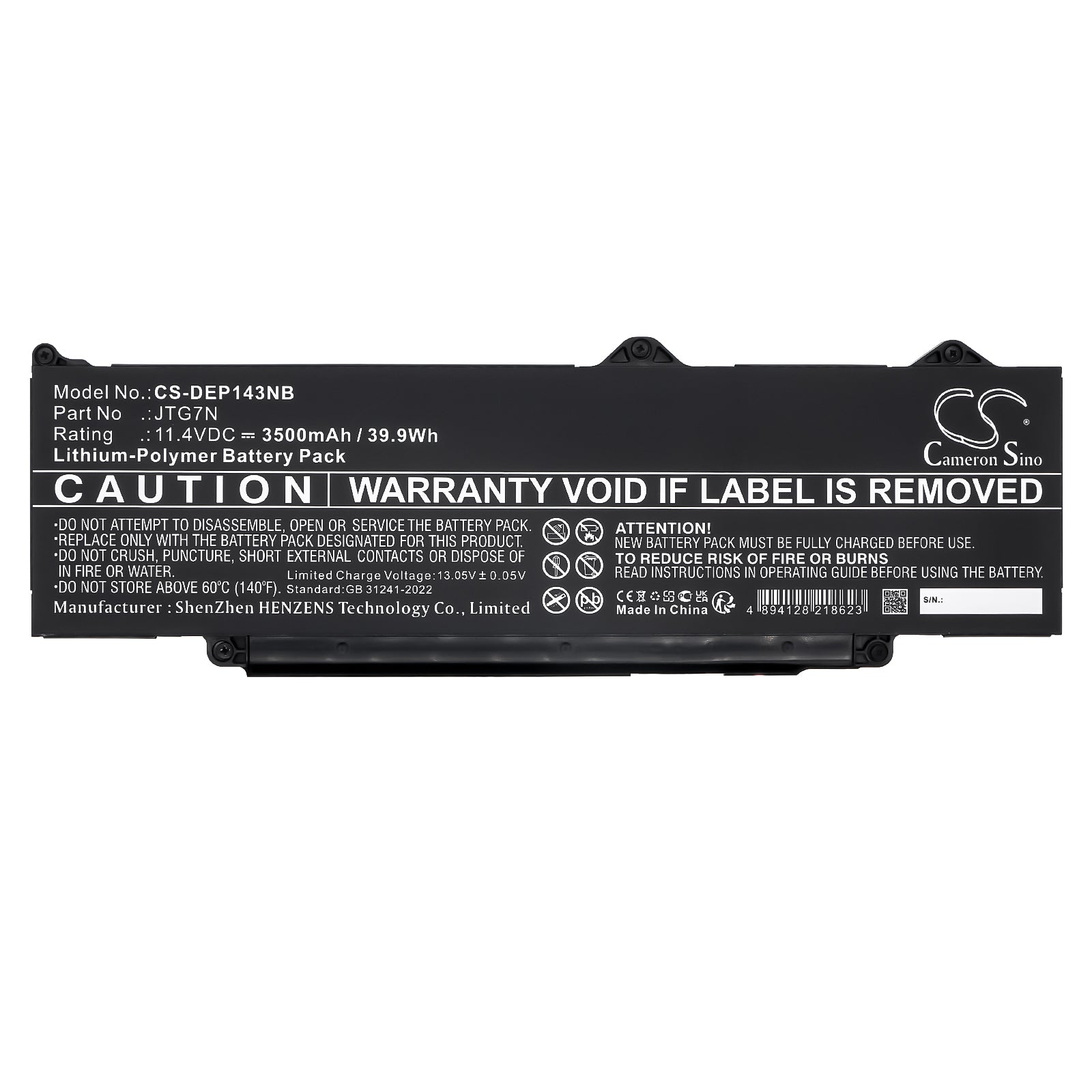 11.4V, Li-Polymer, 3500mAh, Battery fits Dell Latitude 13 5340, Latitude 14 3440 DDR4, 39.9Wh Notebook, Laptop Cameron Sino Technology Limited