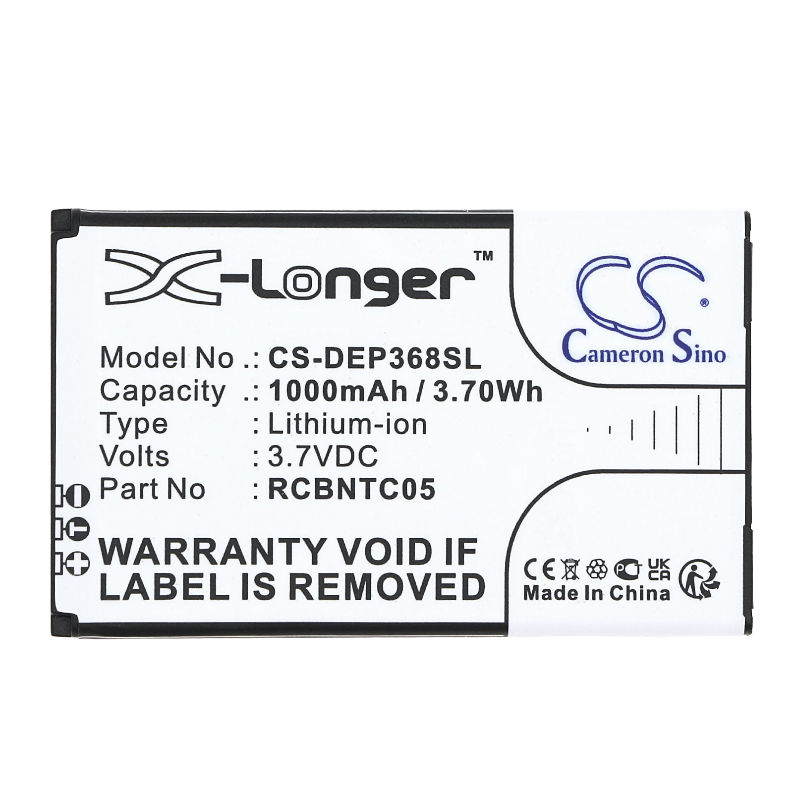 Li-ion, Mobile, SmartPhone Battery fits Doro Primo 368, 3.7V, 1000mAh Mobile, SmartPhone Cameron Sino Technology Limited