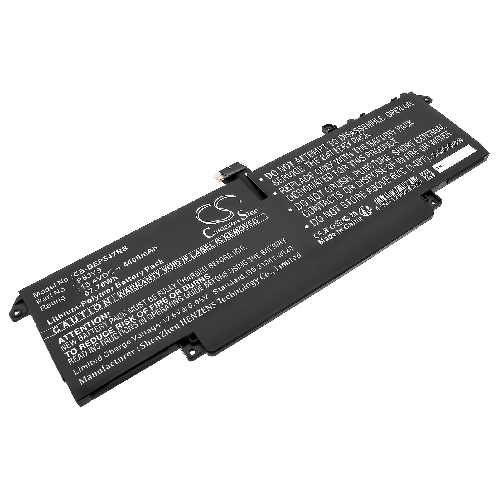 15.4V, Li-Polymer, 4400mAh, Battery fits Dell Precision 14 5470, Precision 5470, 67.76Wh Notebook, Laptop Cameron Sino Technology Limited