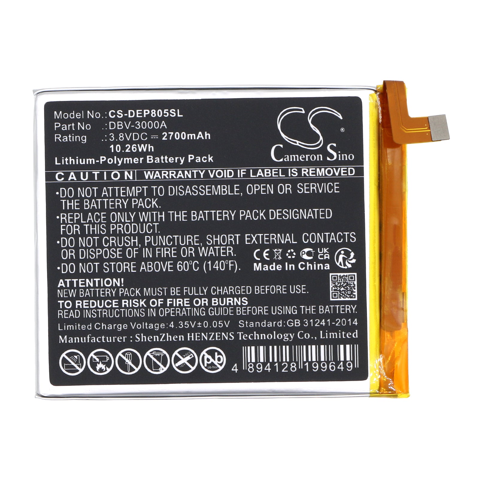 Li-Polymer, Mobile, SmartPhone Battery fits Doro 8050, Dbs-0230, 3.8V, 2700mAh Mobile, SmartPhone Cameron Sino Technology Limited