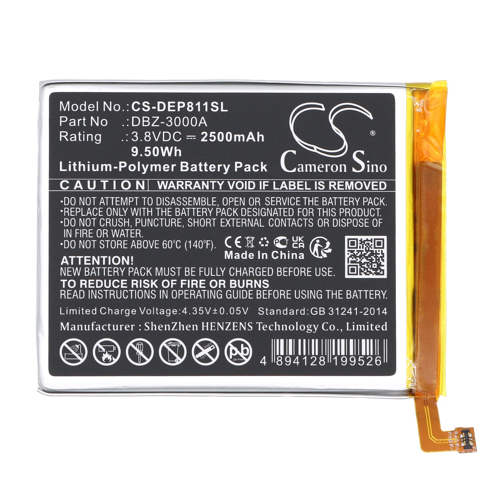 Li-Polymer, Mobile, SmartPhone Battery fits Doro 8100, 8100 Plus, 3.8V, 2500mAh Mobile, SmartPhone Cameron Sino Technology Limited