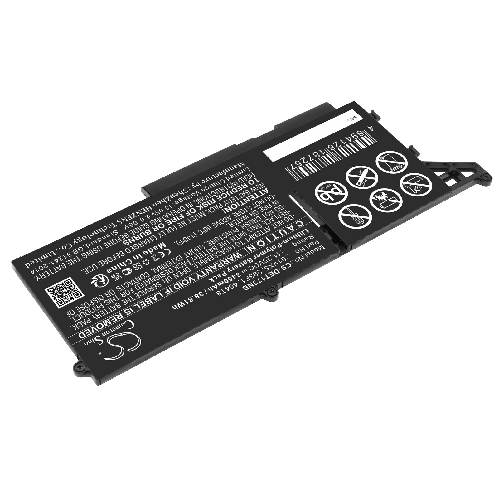 Li-Polymer, Notebook, Laptop Battery fits Dell Latitude 13 7330, Latitude 7330 Rugged Extreme, 11.25V, 3450mAh Notebook, Laptop Cameron Sino Technology Limited