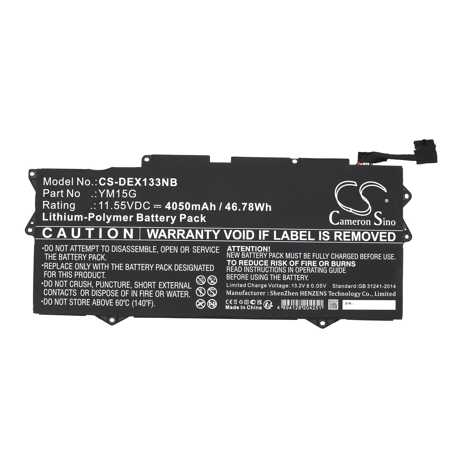 Li-ion, Notebook, Laptop Battery fits Dell Xps 13 9315, Xps 13 9315-c0nnp, 11.55V, 4050mAh Notebook, Laptop Cameron Sino Technology Limited