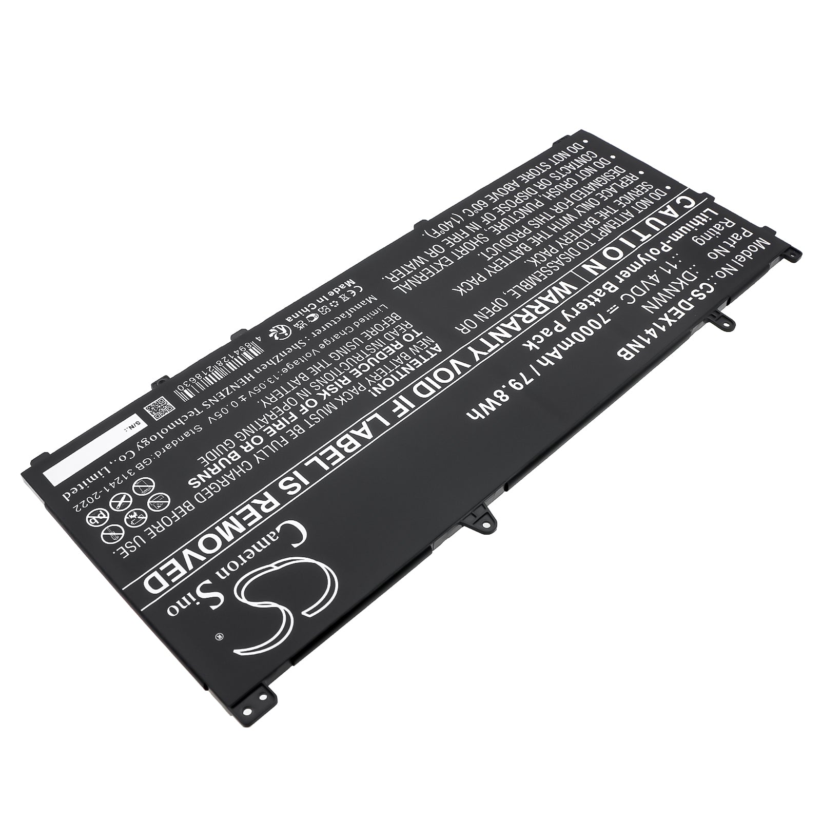 11.4V, Li-Polymer, 7000mAh, Battery fits Dell Alienware X14 R1, Alienware X14 R2, 79.8Wh Notebook, Laptop Cameron Sino Technology Limited