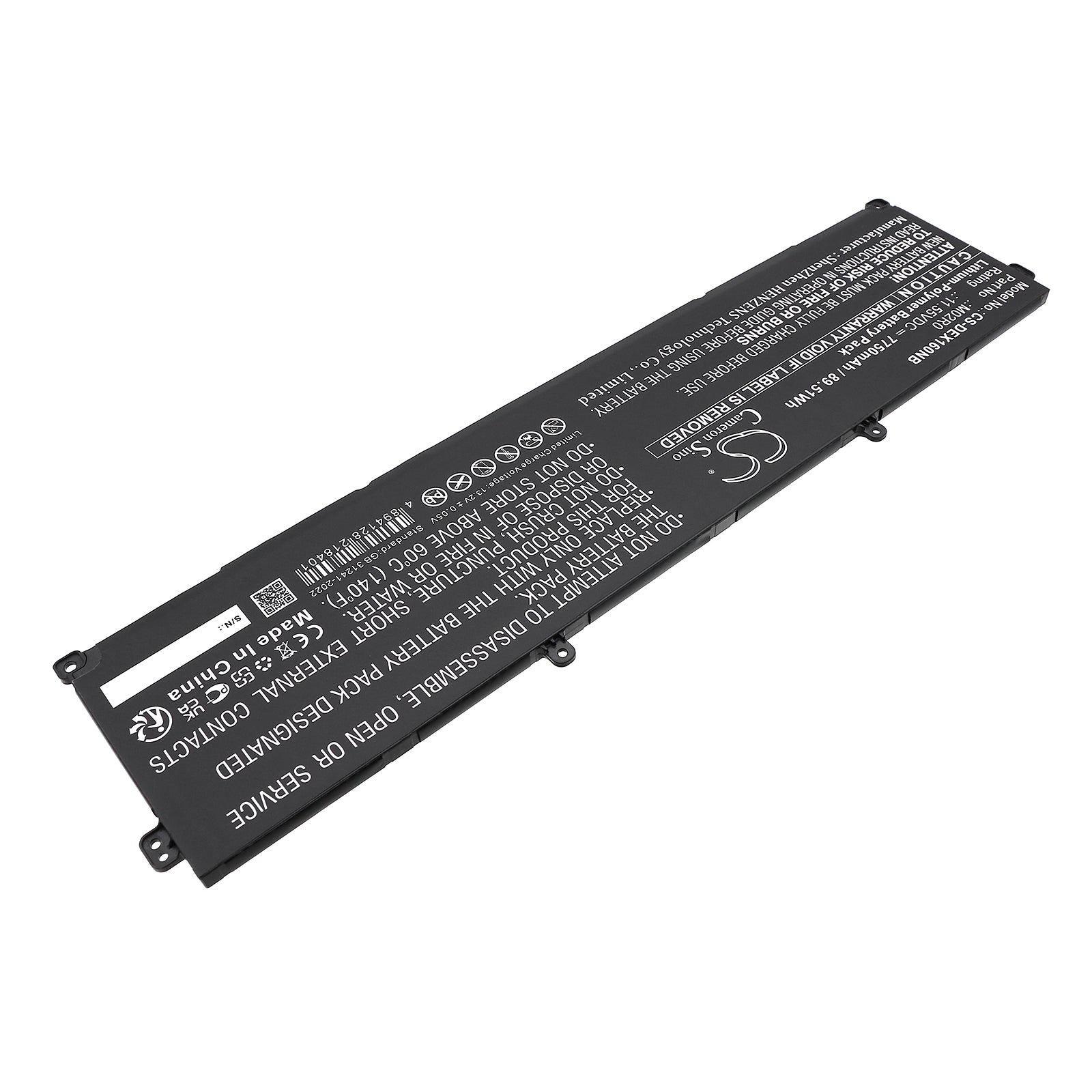 11.55V, Li-Polymer, 7750mAh, Battery fits Dell Alienware X16, Alienware X16 R1, 89.51Wh Notebook, Laptop Cameron Sino Technology Limited