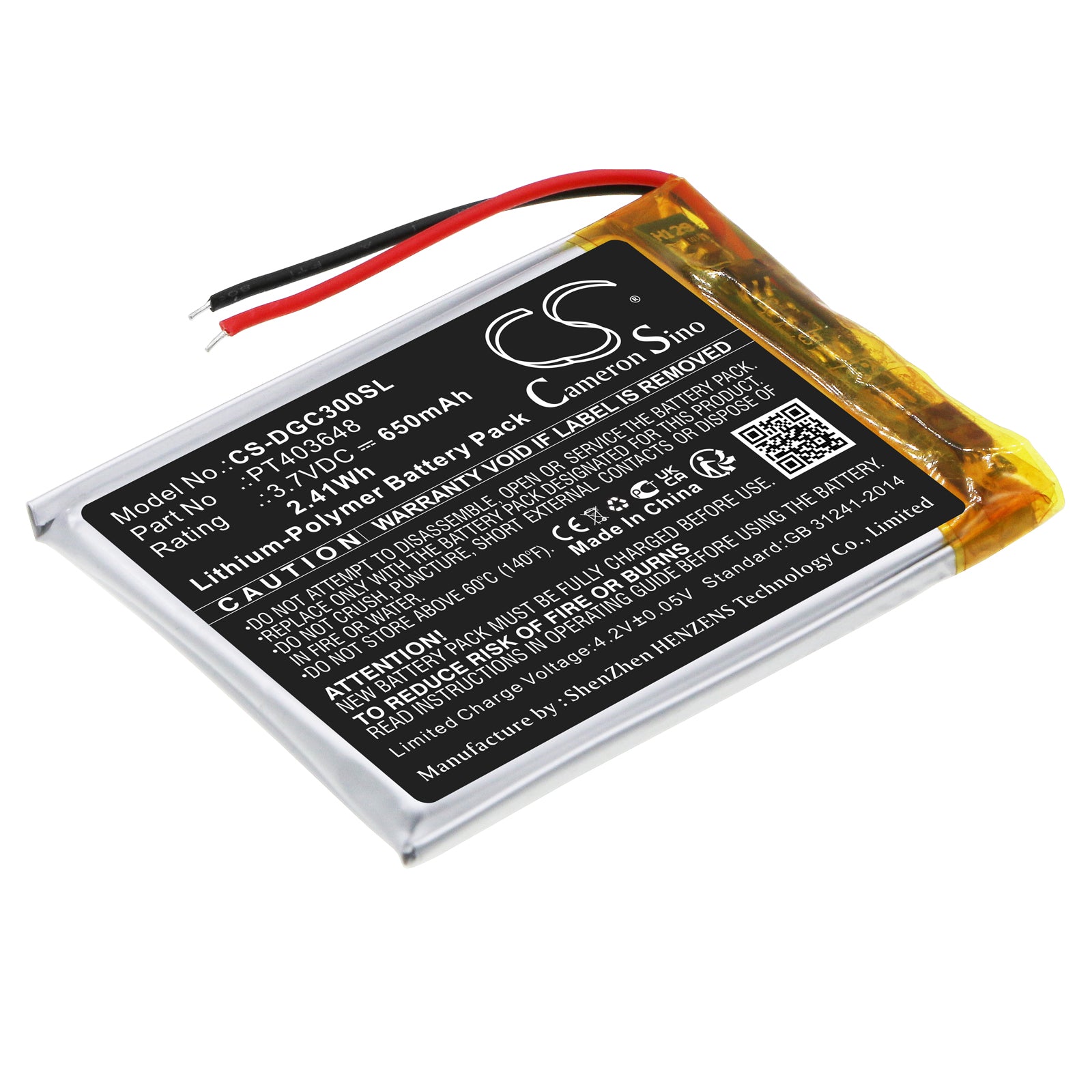 Li-Polymer, Wireless Headset Battery fits Denon Ah-gc30, 3.7V, 650mAh Wireless Headset Cameron Sino Technology Limited