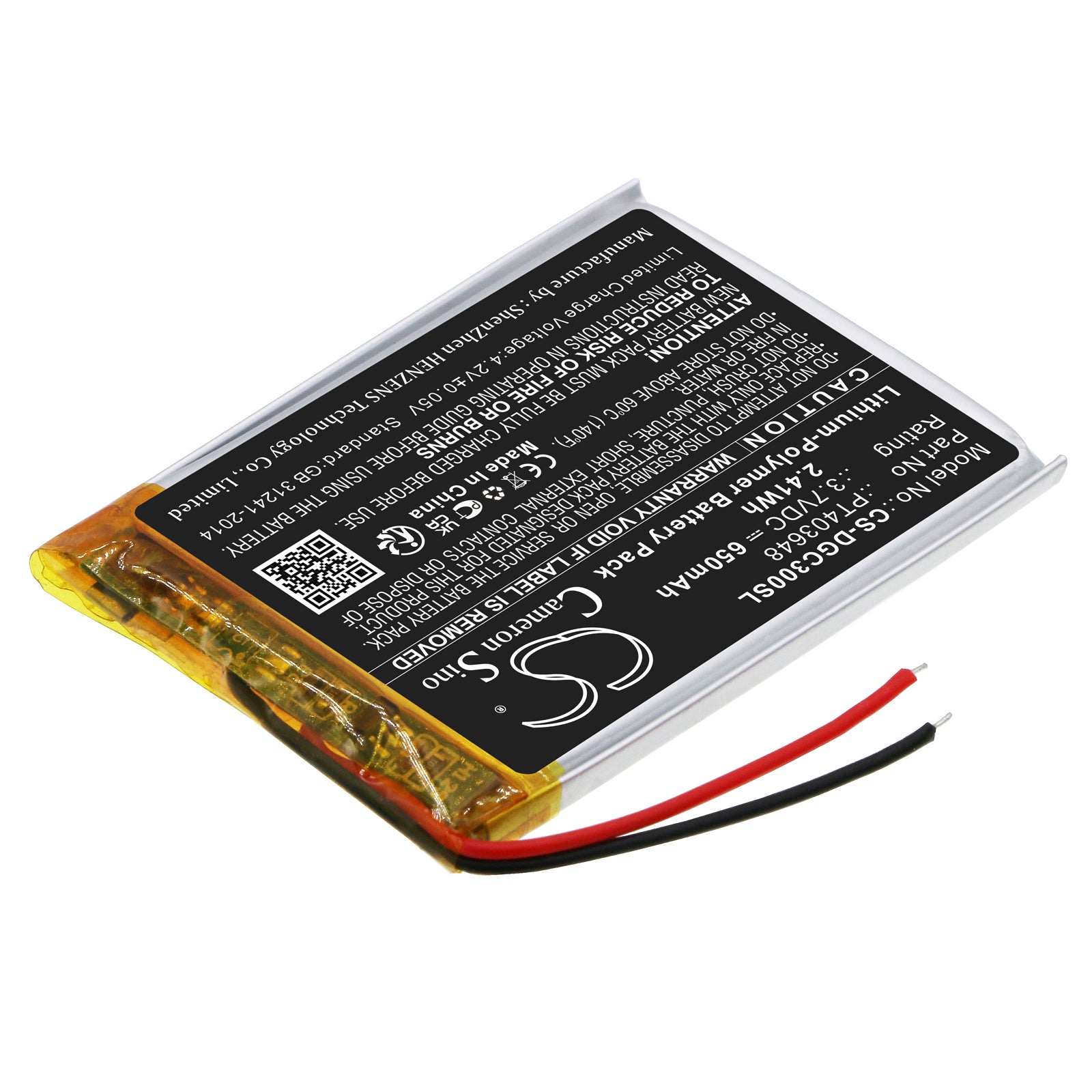Li-Polymer, Wireless Headset Battery fits Denon Ah-gc30, 3.7V, 650mAh Wireless Headset Cameron Sino Technology Limited